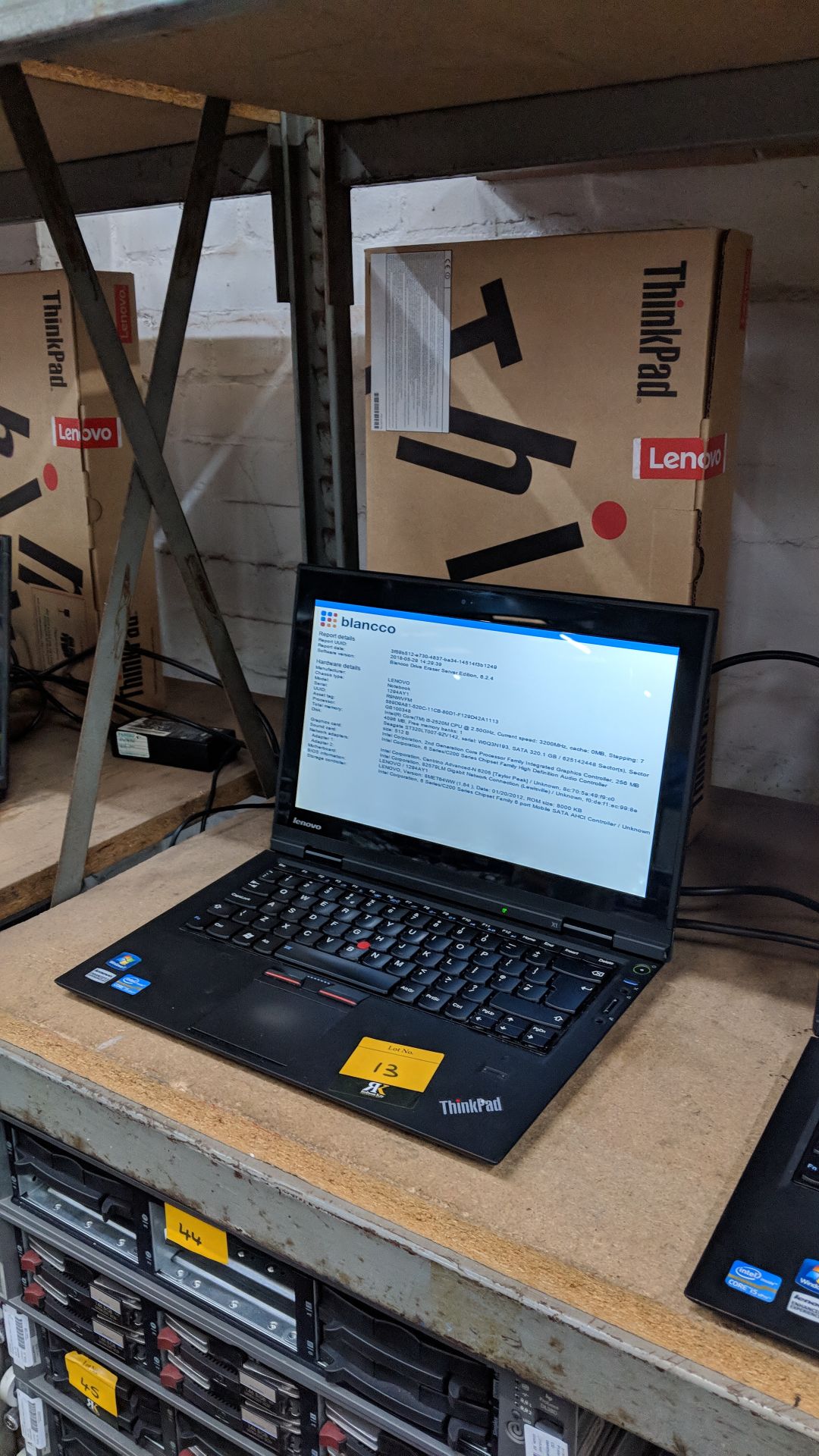 Lenovo ThinkPad X1 notebook computer, model 1294AY1 with built-in webcam. Intel Core i5-2520M CPU@