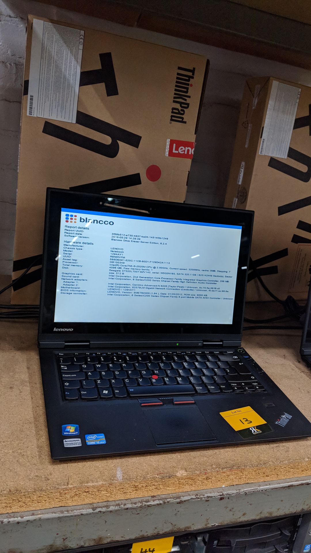 Lenovo ThinkPad X1 notebook computer, model 1294AY1 with built-in webcam. Intel Core i5-2520M CPU@ - Image 6 of 8