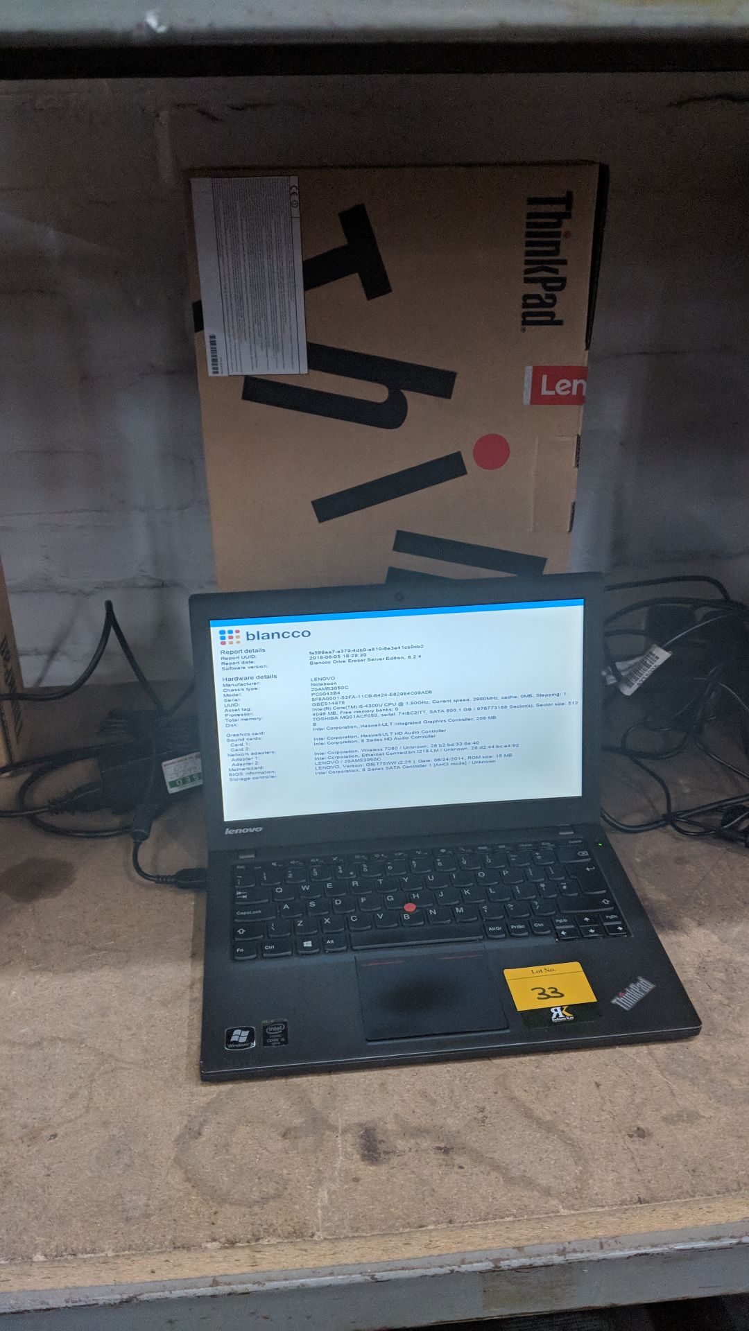 Lenovo ThinkPad X240 notebook computer model 20 AMS3050C with Intel Core i5 4300U CPU@1.9GHz, 4Gb - Image 2 of 8