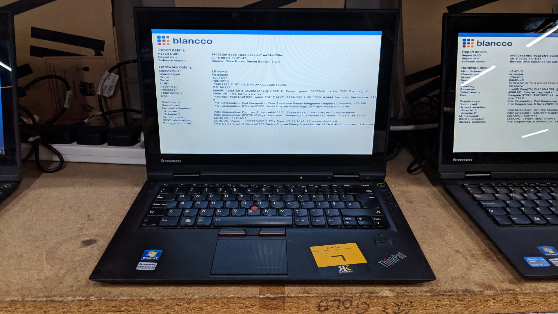 Lenovo ThinkPad X1 notebook computer, model 1294AY1 with built-in webcam. Intel Core i5-2520M CPU@