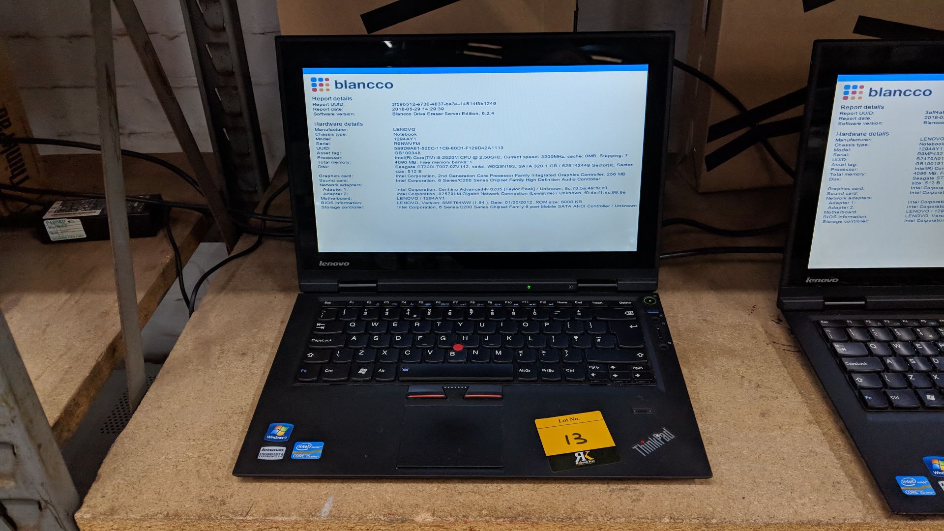 Lenovo ThinkPad X1 notebook computer, model 1294AY1 with built-in webcam. Intel Core i5-2520M CPU@ - Image 2 of 8