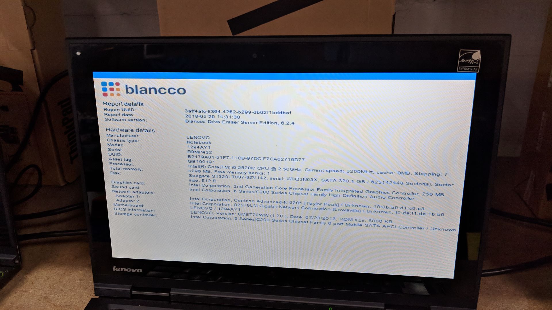 Lenovo ThinkPad X1 notebook computer, model 1294AY1 with built-in webcam. Intel Core i5-2520M CPU@ - Image 2 of 6