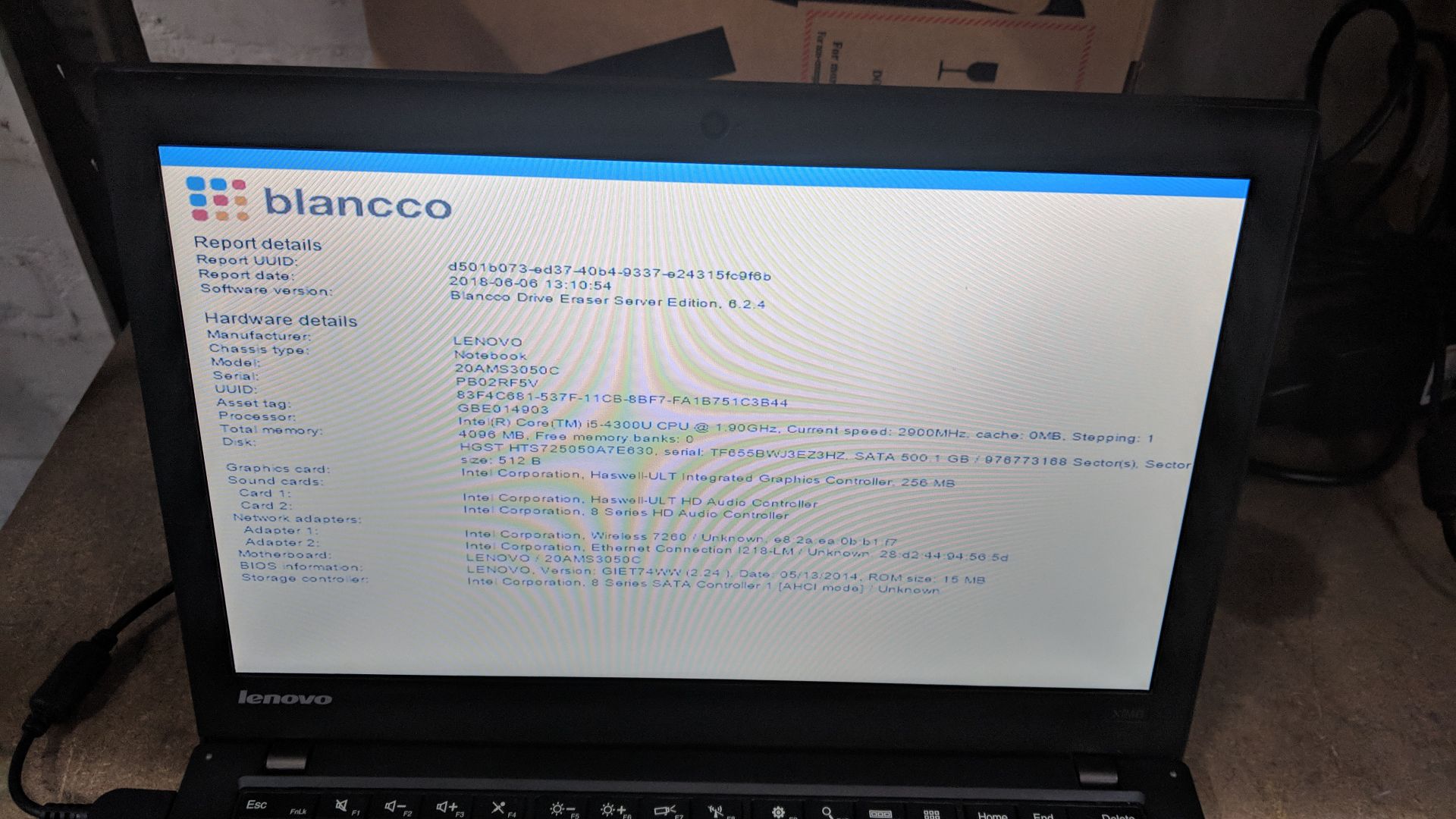 Lenovo ThinkPad X240 notebook computer model 20 AMS3050C with Intel Core i5 4300U CPU@1.9GHz, 4Gb - Image 5 of 6