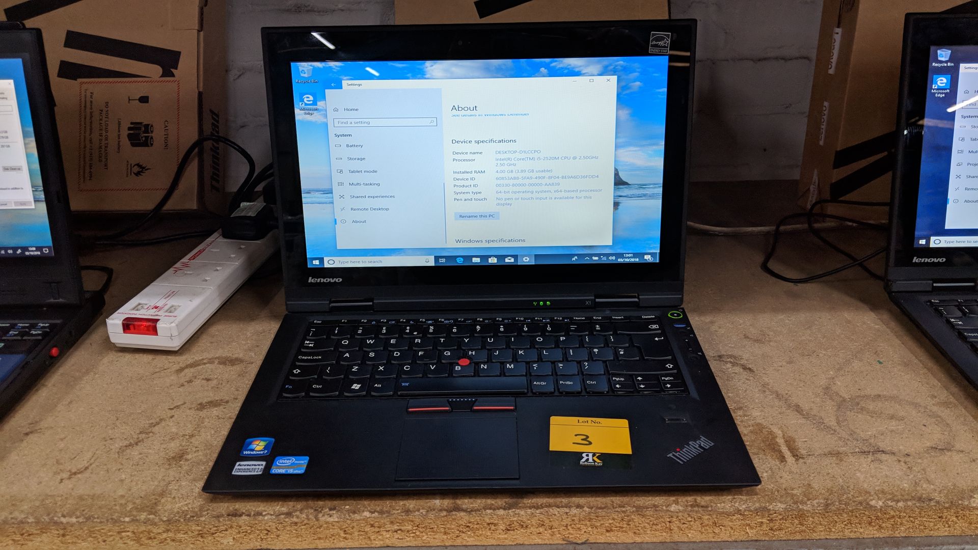 Lenovo ThinkPad X1 notebook computer, model 1294AY1 with built-in webcam. Intel Core i5-2520M CPU@ - Image 3 of 10