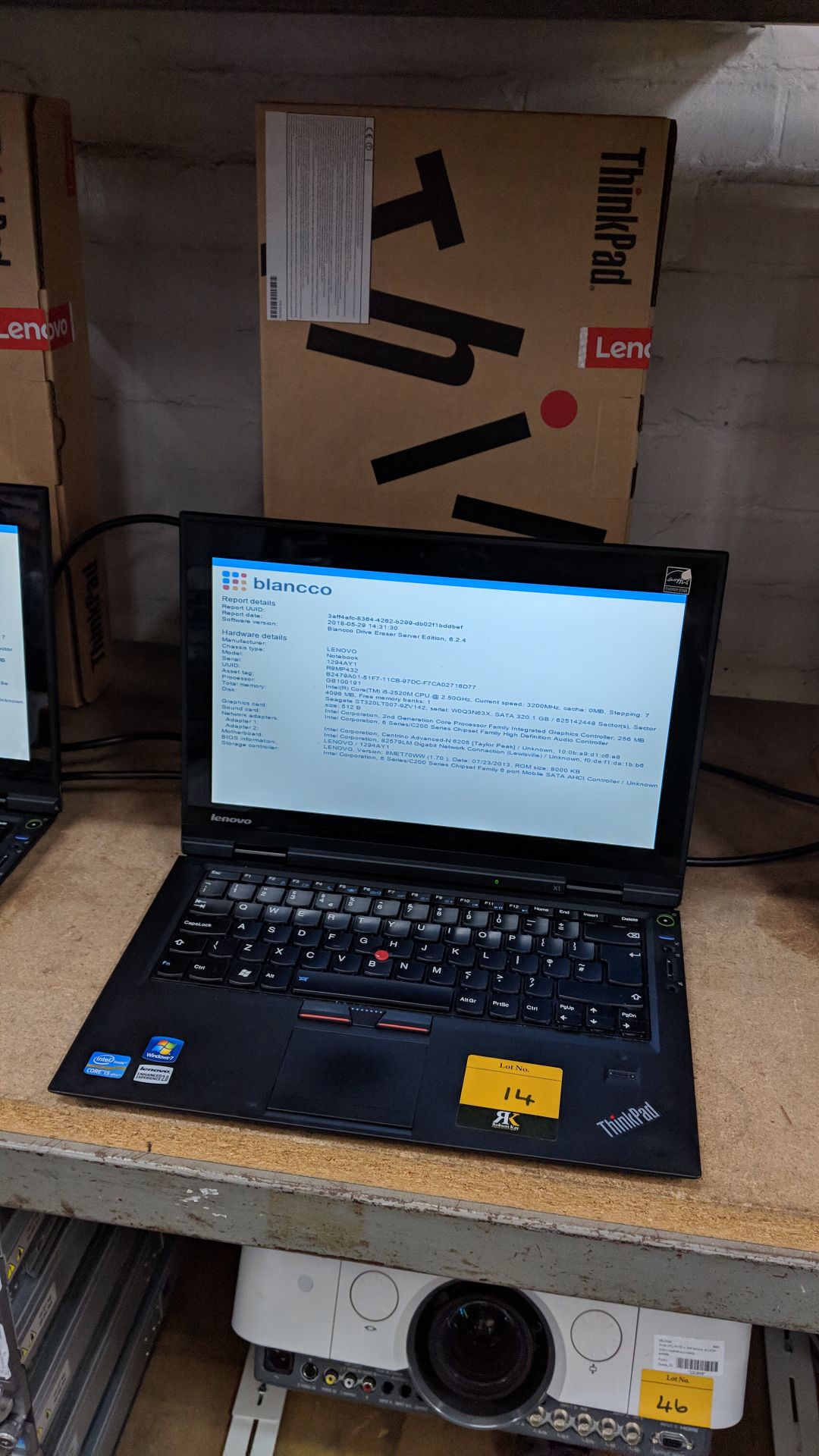 Lenovo ThinkPad X1 notebook computer, model 1294AY1 with built-in webcam. Intel Core i5-2520M CPU@ - Image 5 of 6