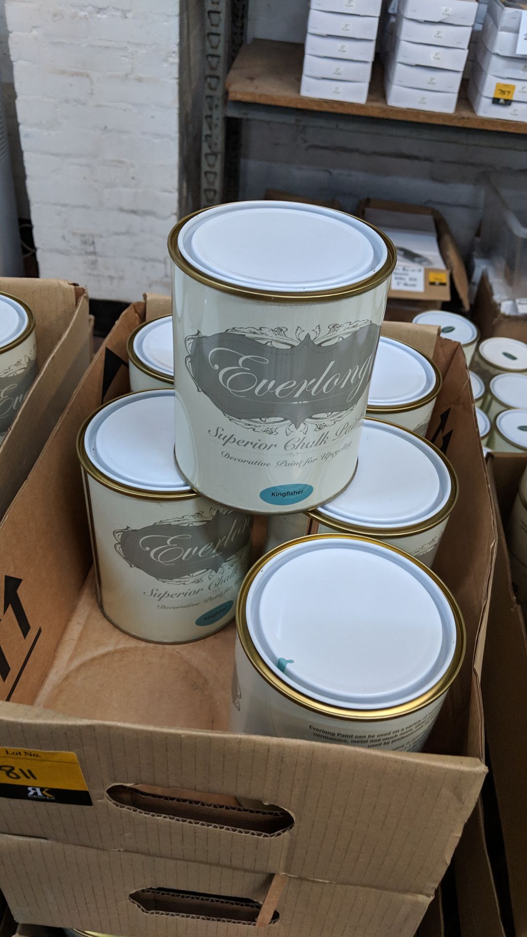 42 off 1 litre tins of Everlong branded superior chalk paint - colour Kingfisher This lot is one - Bild 2 aus 2