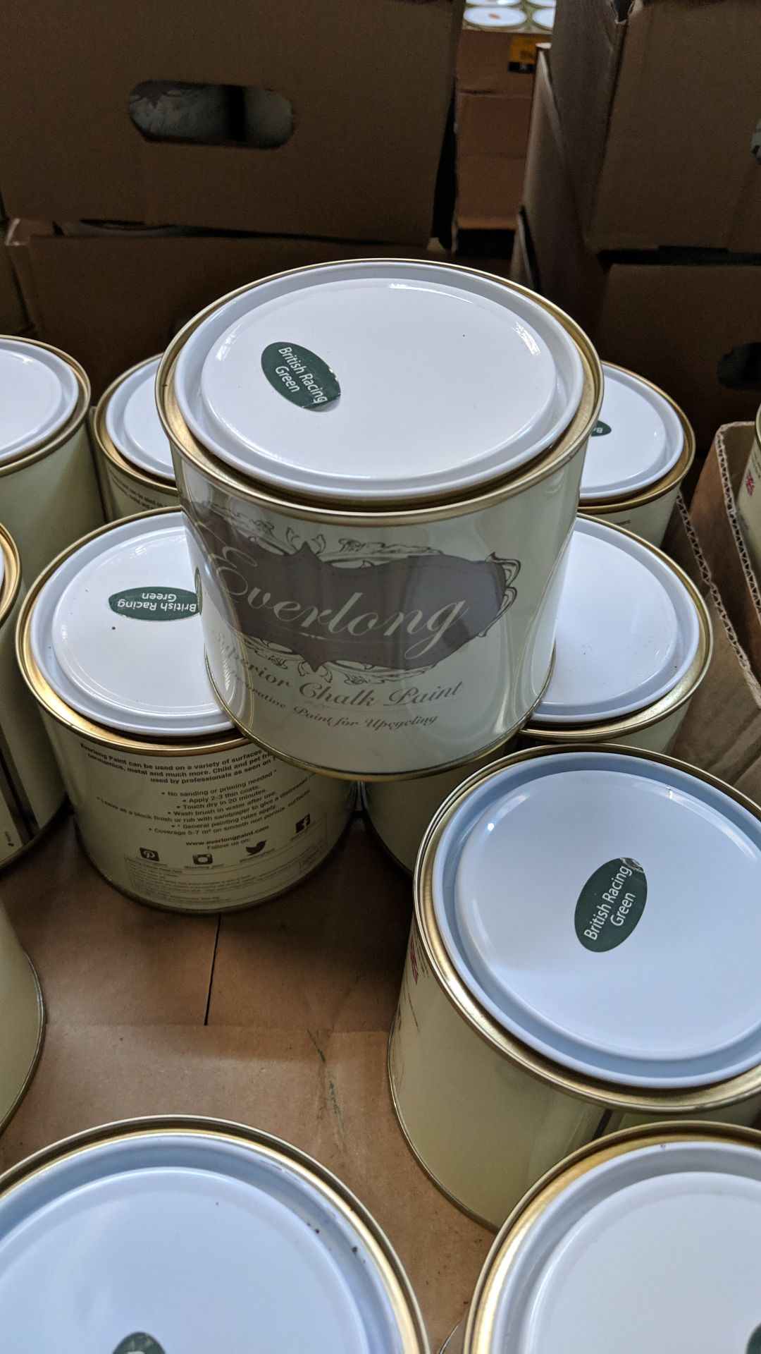 72 off 500ml tins of Everlong branded superior chalk paint - colour British Racing Green This lot is - Image 2 of 2