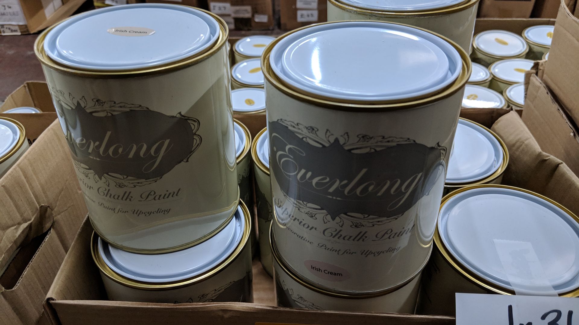 31 off 1 litre tins of Everlong branded superior chalk paint - colour Irish Cream This lot is one of - Image 2 of 2