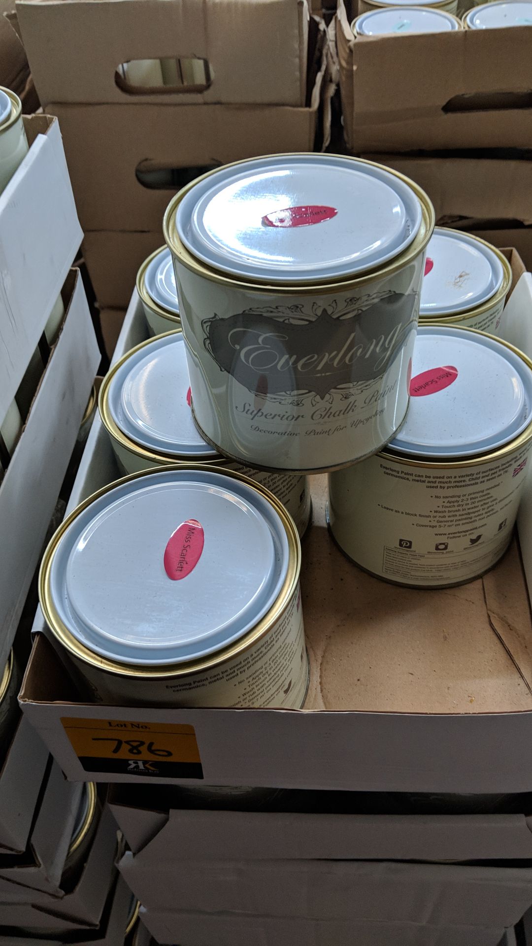 36 off 500ml tins of Everlong branded superior chalk paint - colour Miss Scarlett This lot is one of - Image 2 of 2