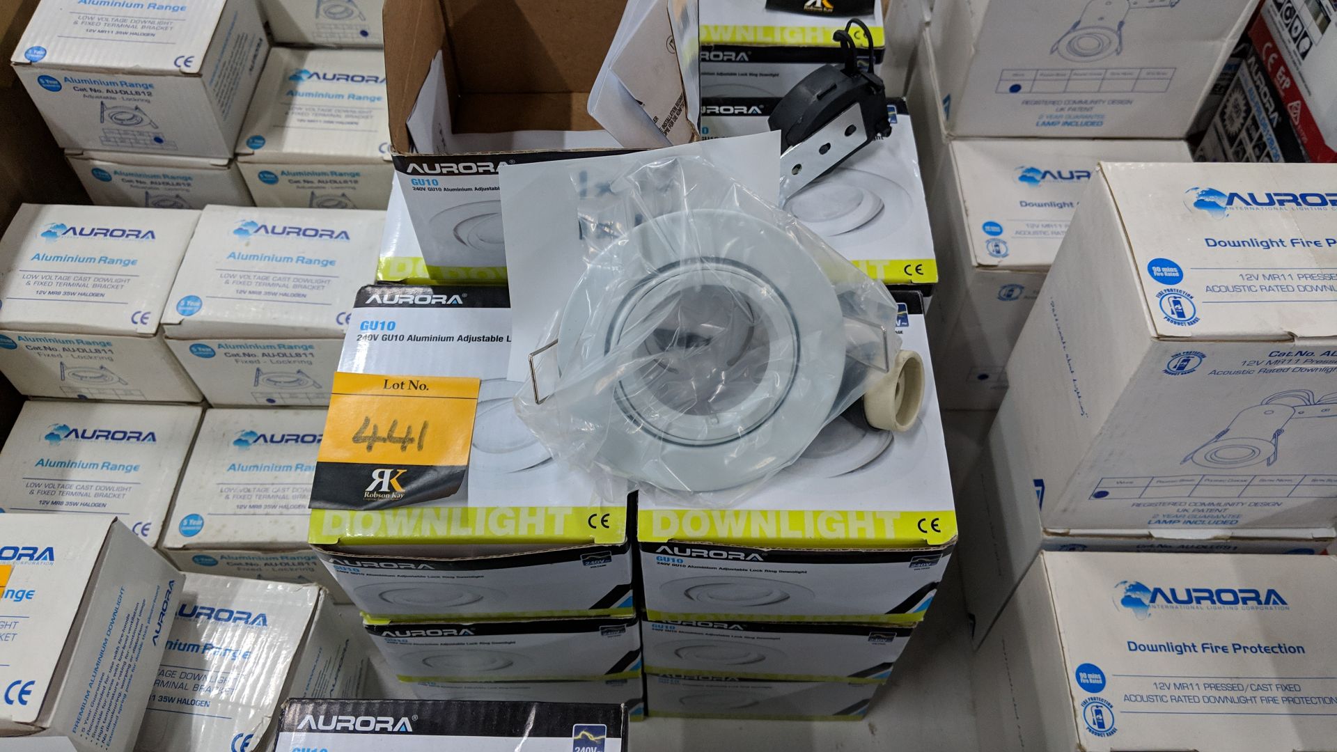 13 off Aurora GU10 240V aluminium adjustable lock ring downlights This lot is one of a number of - Image 2 of 3