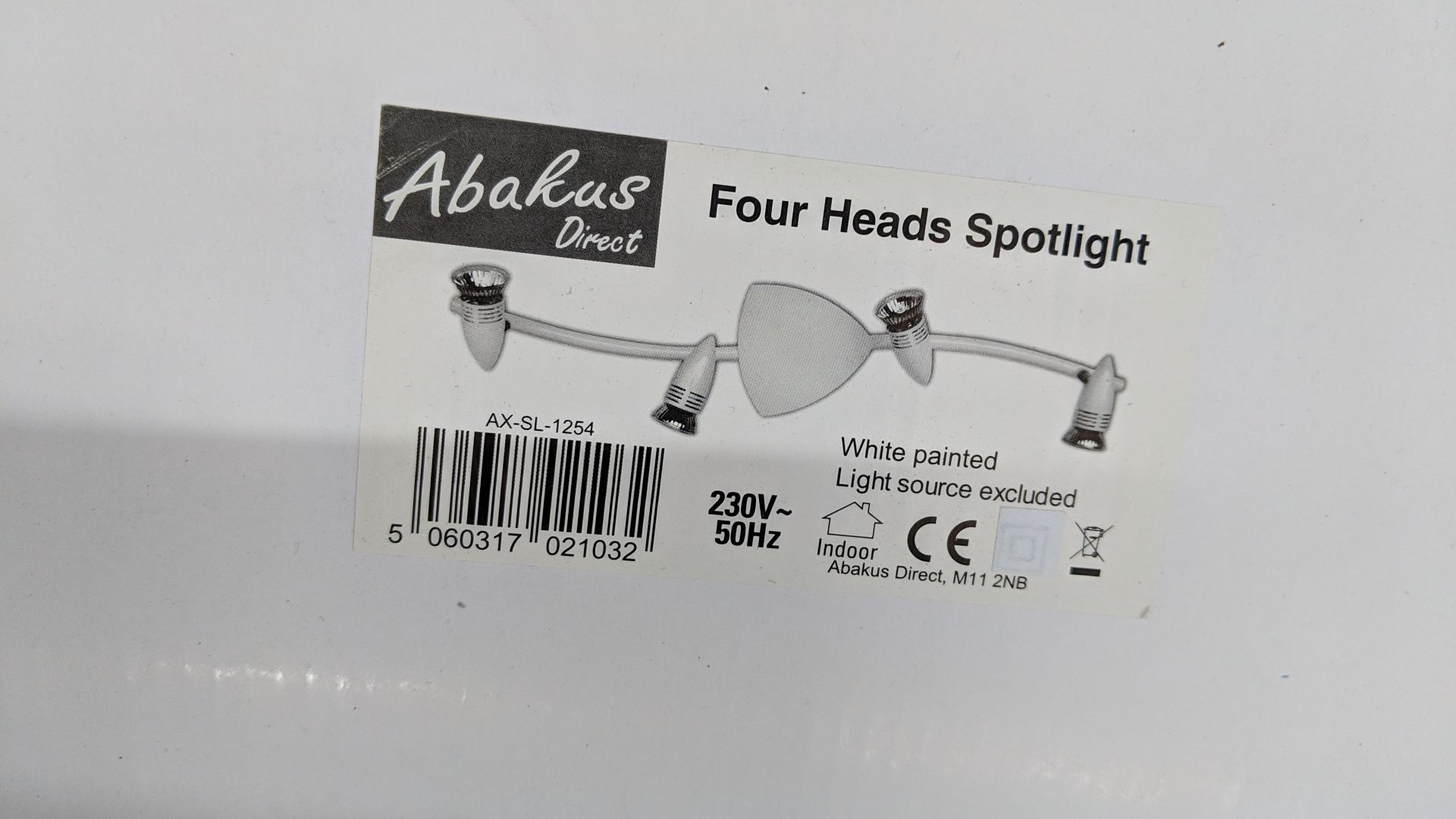 16 off 4 head spotlights in white painted finish, product code SL-1254 This lot is one of a number - Image 2 of 2