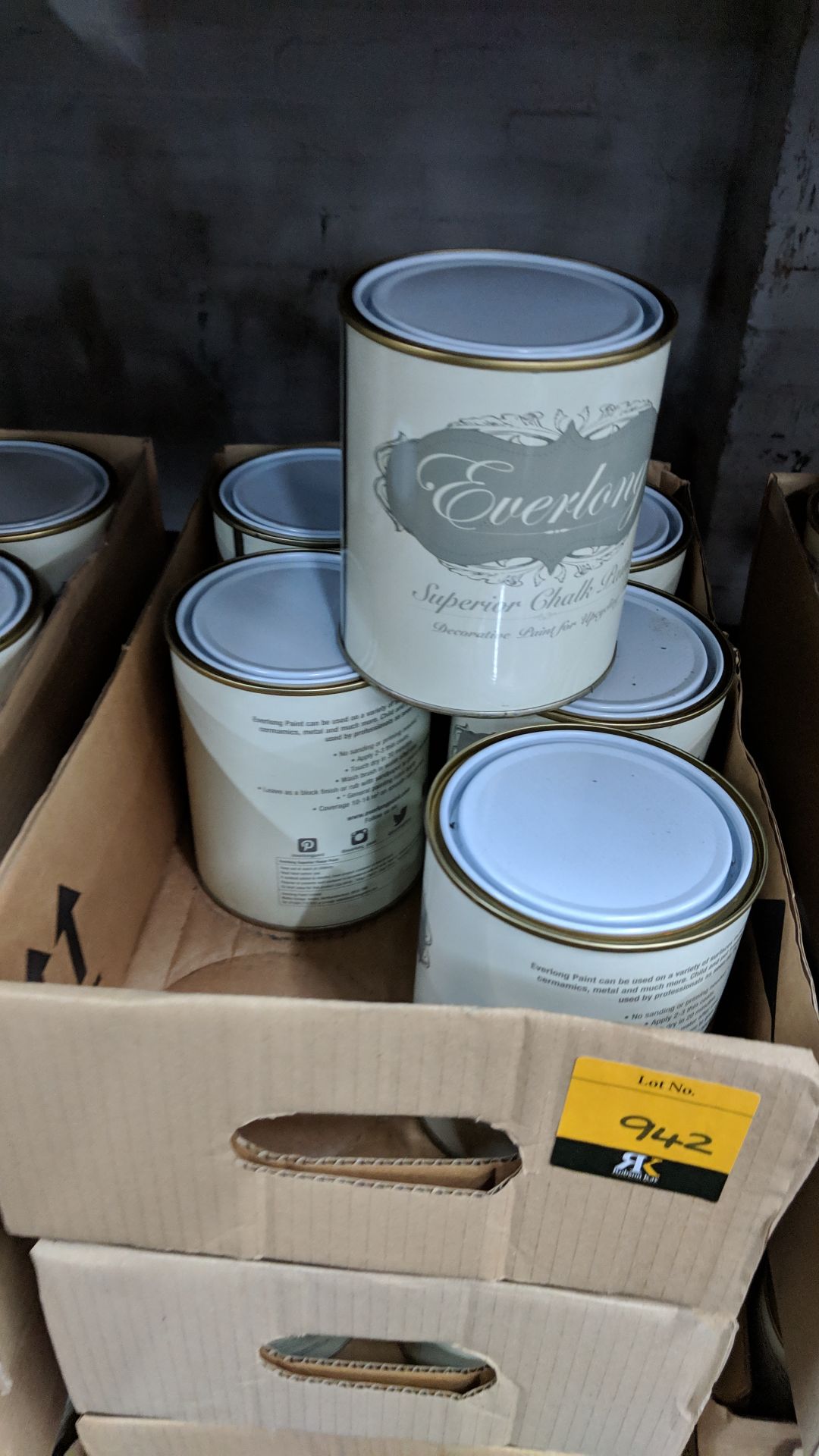 36 off 1 litre tins of Everlong branded superior chalk paint - colour Mandarin. NB the tins in - Image 2 of 2