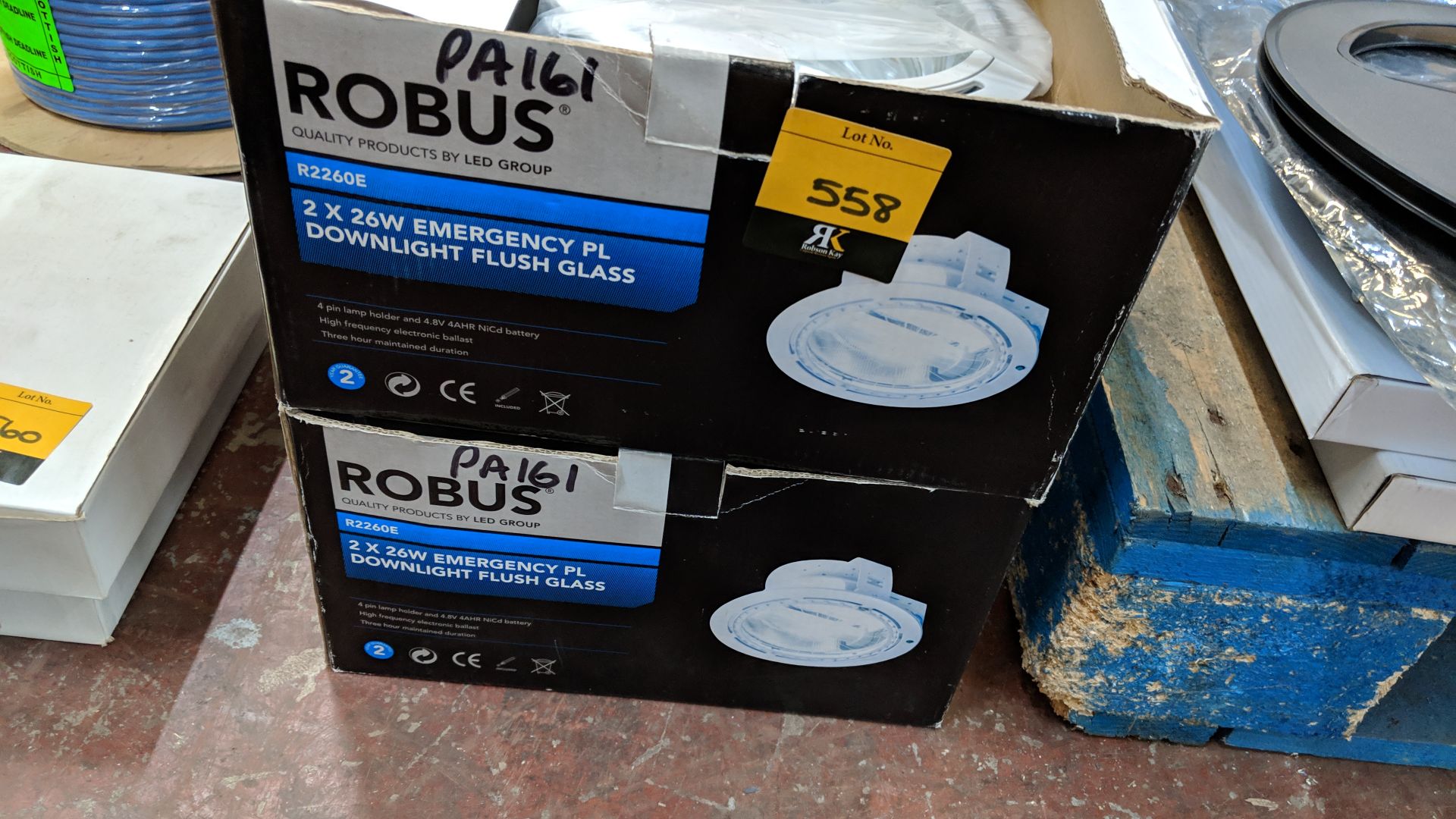 2 off Robus 2 x 26W emergency PL round downlight units with flush glass This lot is one of a - Bild 2 aus 2