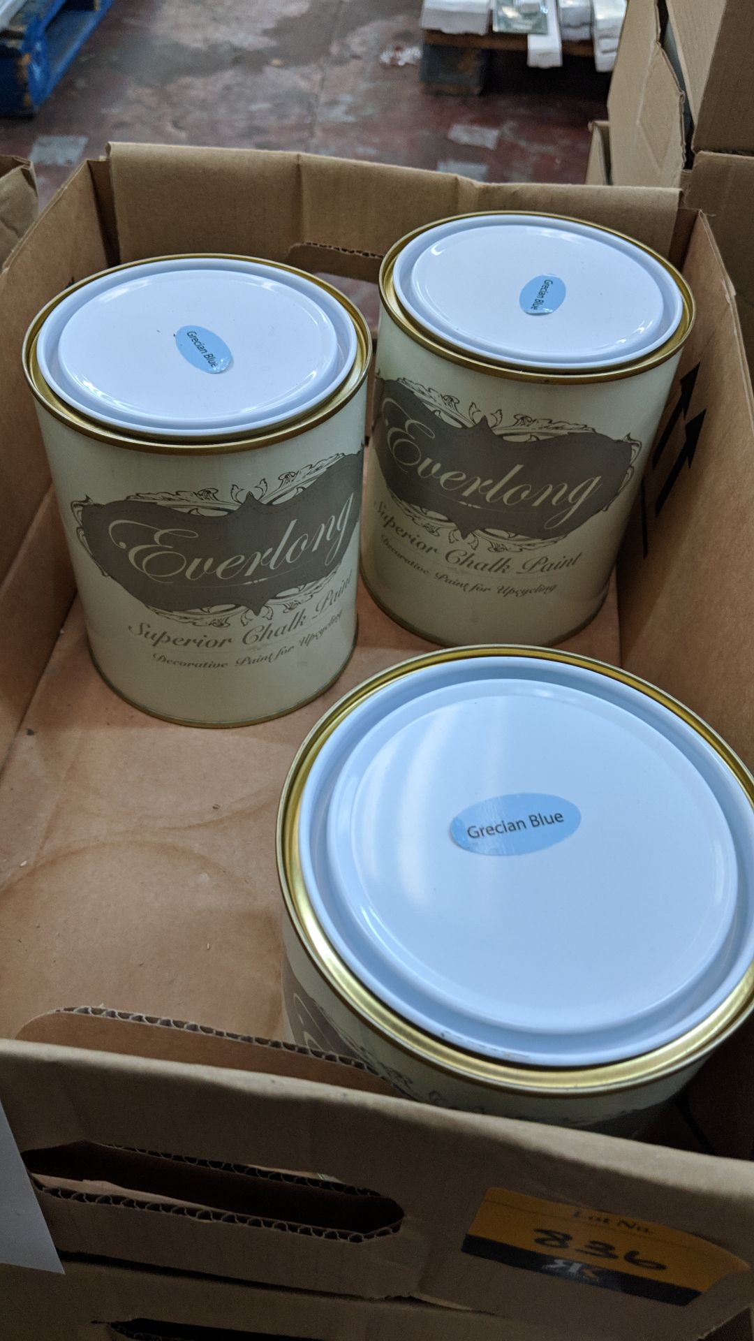27 off 1 litre tins of Everlong branded superior chalk paint - colour Grecian Blue This lot is one - Image 2 of 2