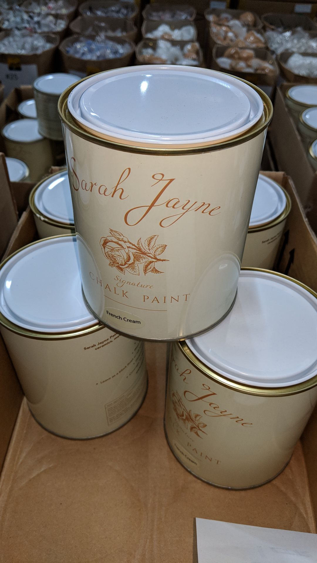 29 off 1 litre tins of Sarah Jayne signature chalk paint - colour French Cream This lot is one of - Image 2 of 2