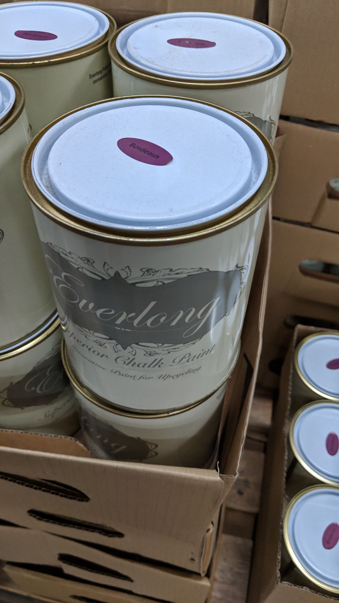 28 off 1 litre tins of Everlong branded superior chalk paint - colour Bordeaux This lot is one of - Image 2 of 2