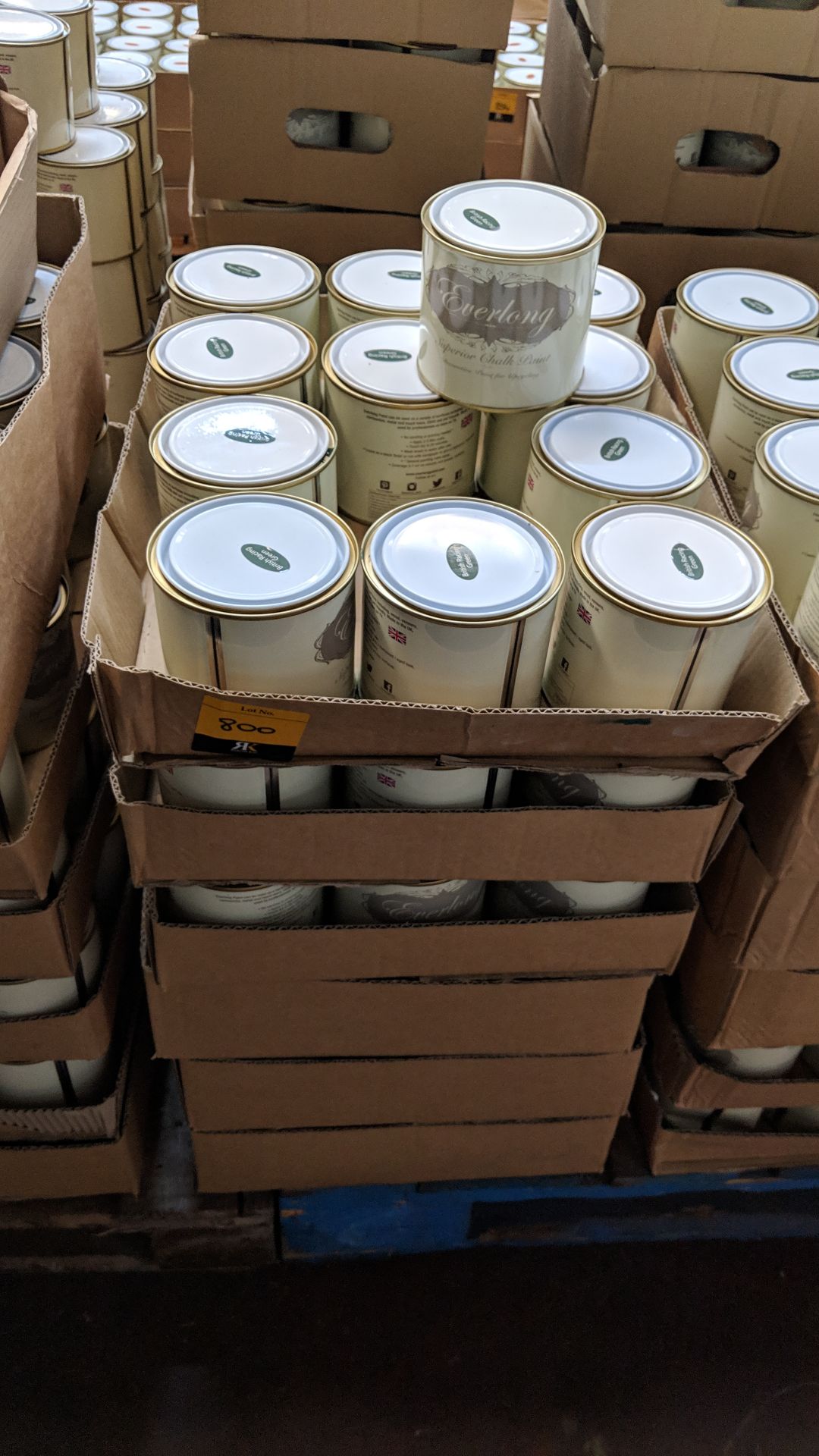72 off 500ml tins of Everlong branded superior chalk paint - colour British Racing Green This lot is