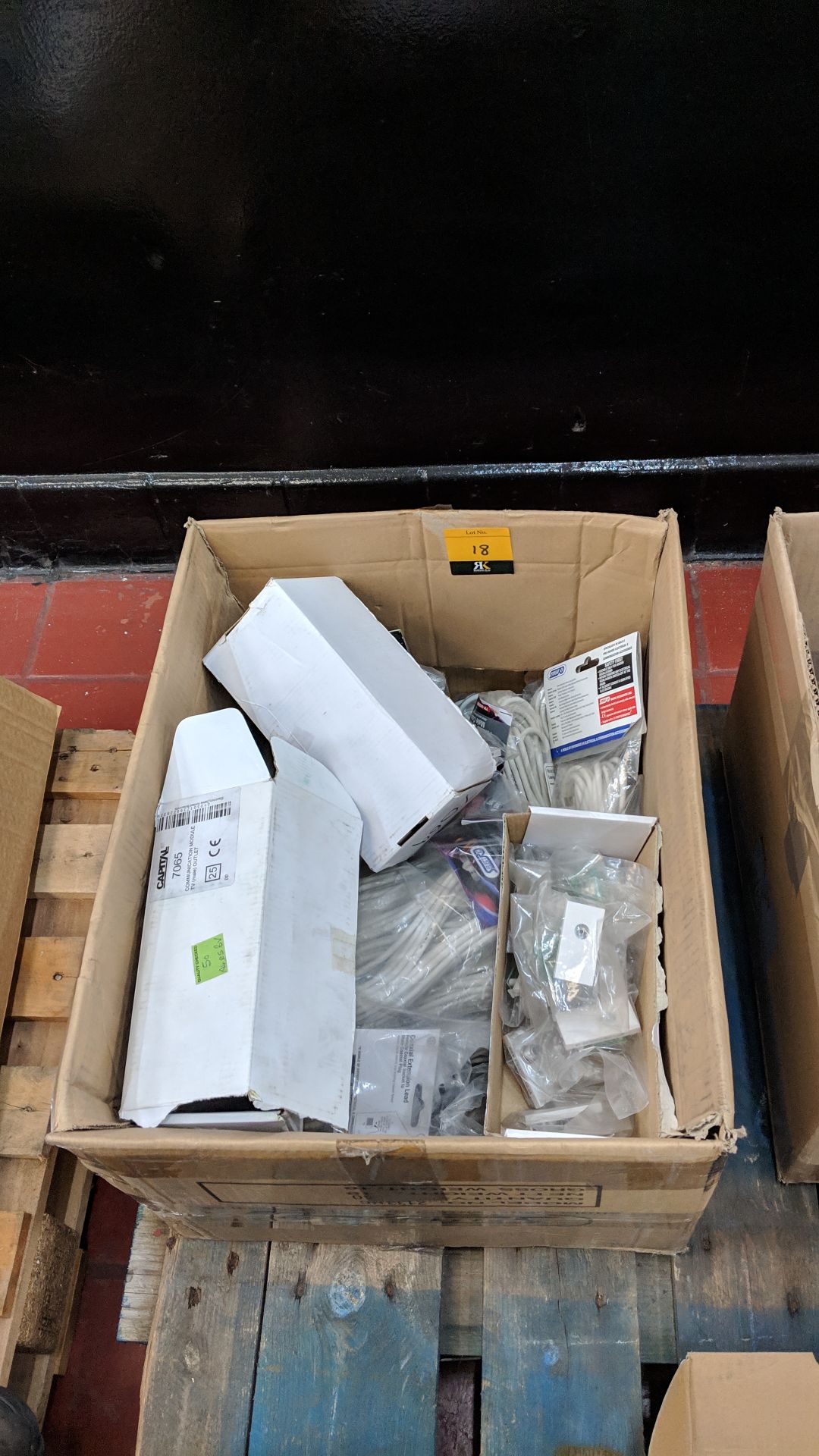 Box of assorted cable, architrave sockets & more This lot is one of a number of lots in this sale - Image 2 of 6