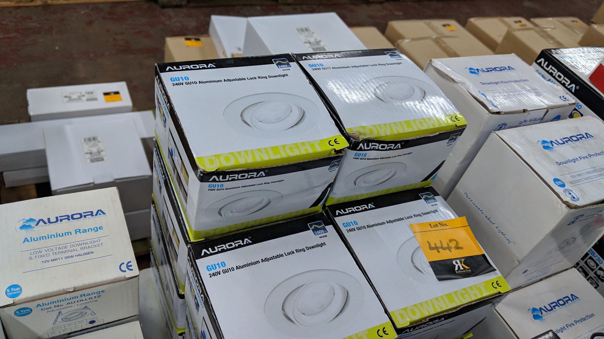 14 off Aurora GU10 240V aluminium adjustable lock ring downlights This lot is one of a number of - Image 2 of 2