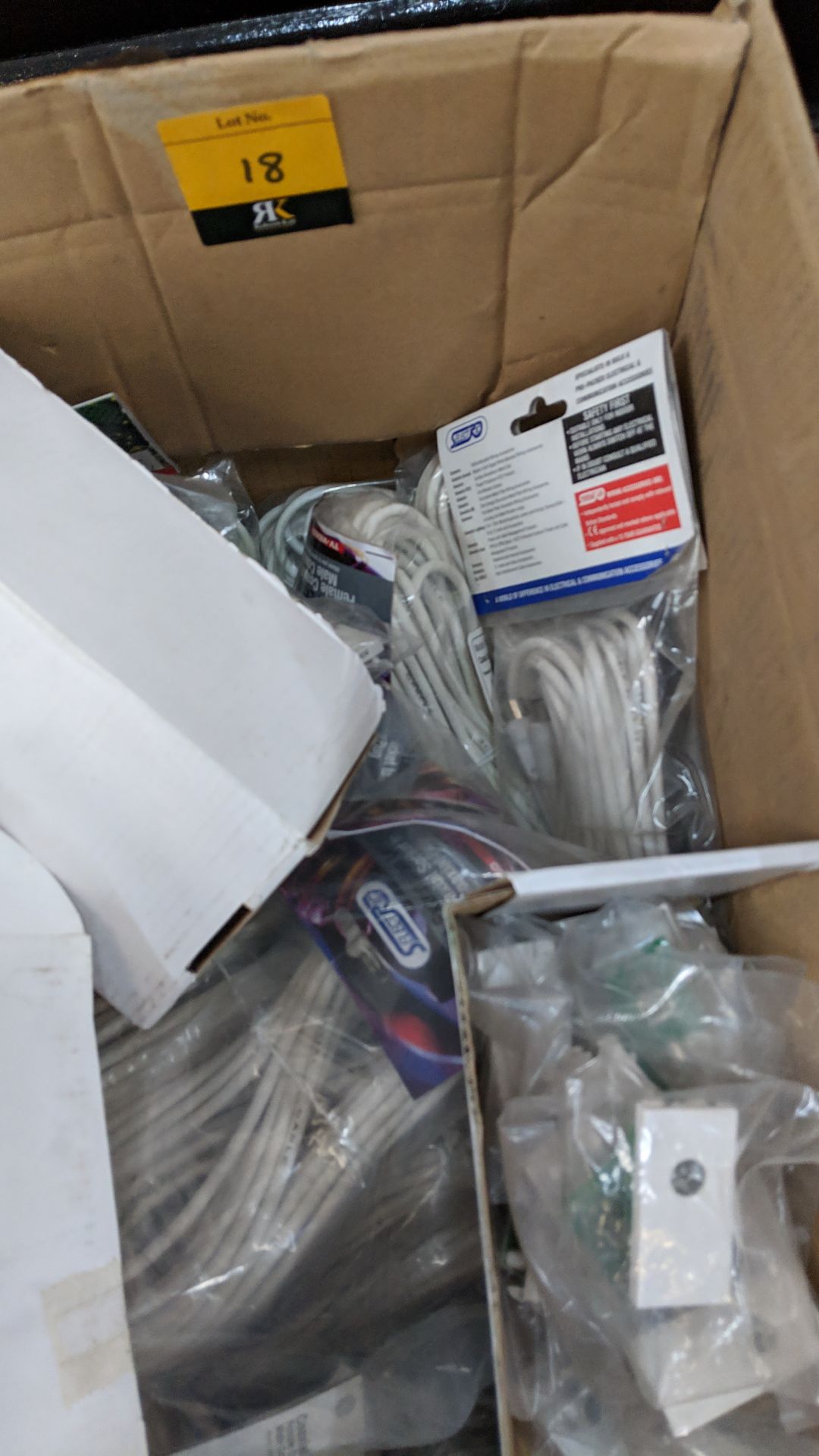 Box of assorted cable, architrave sockets & more This lot is one of a number of lots in this sale - Image 4 of 6