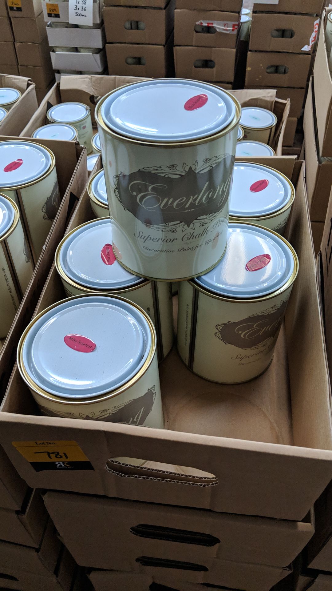 36 off 1 litre tins of Everlong branded superior chalk paint - colour Miss Scarlett This lot is - Image 2 of 2