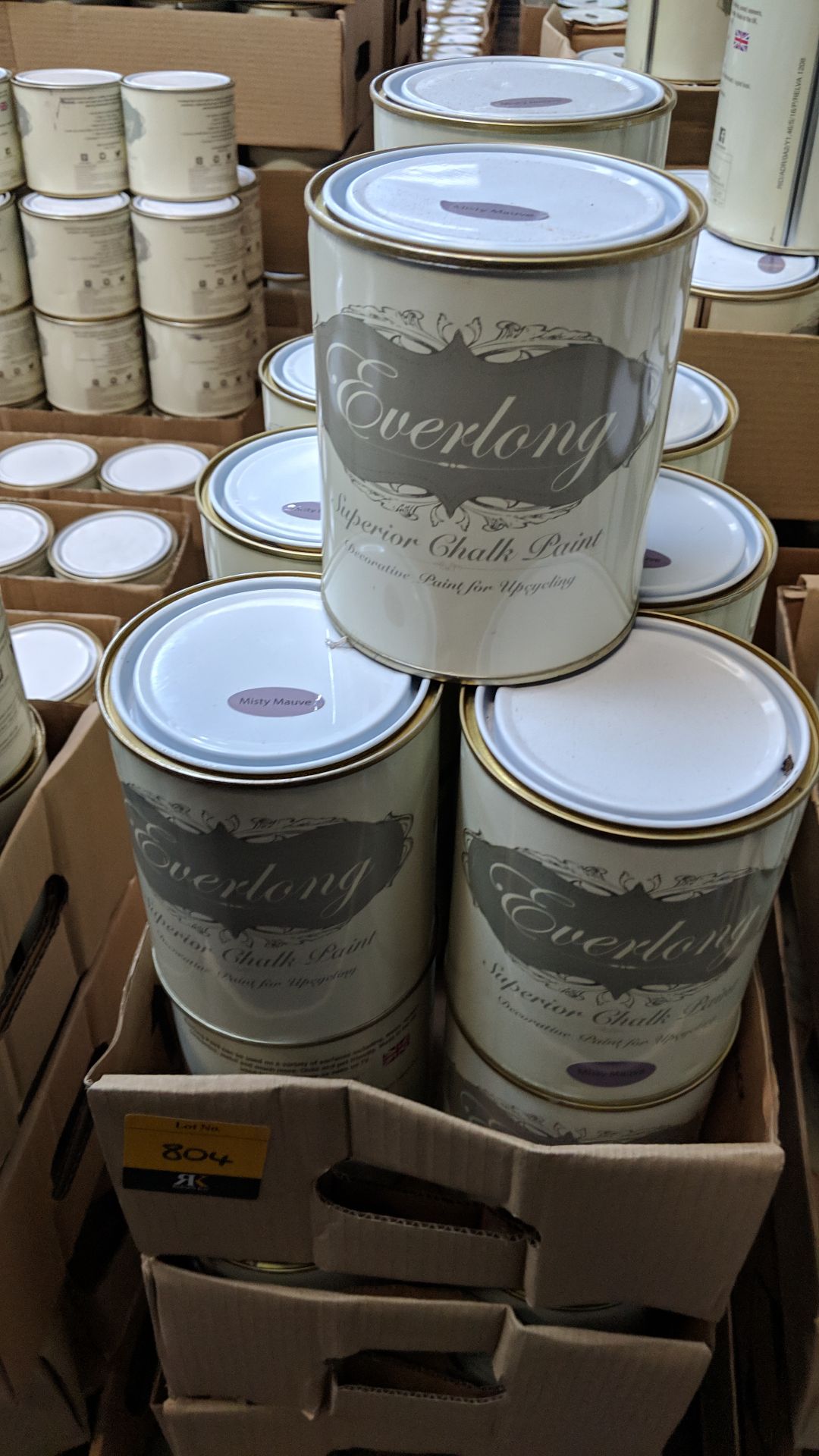 32 off 1 litre tins of Everlong branded superior chalk paint - colour Misty Mauve This lot is one of - Image 2 of 2