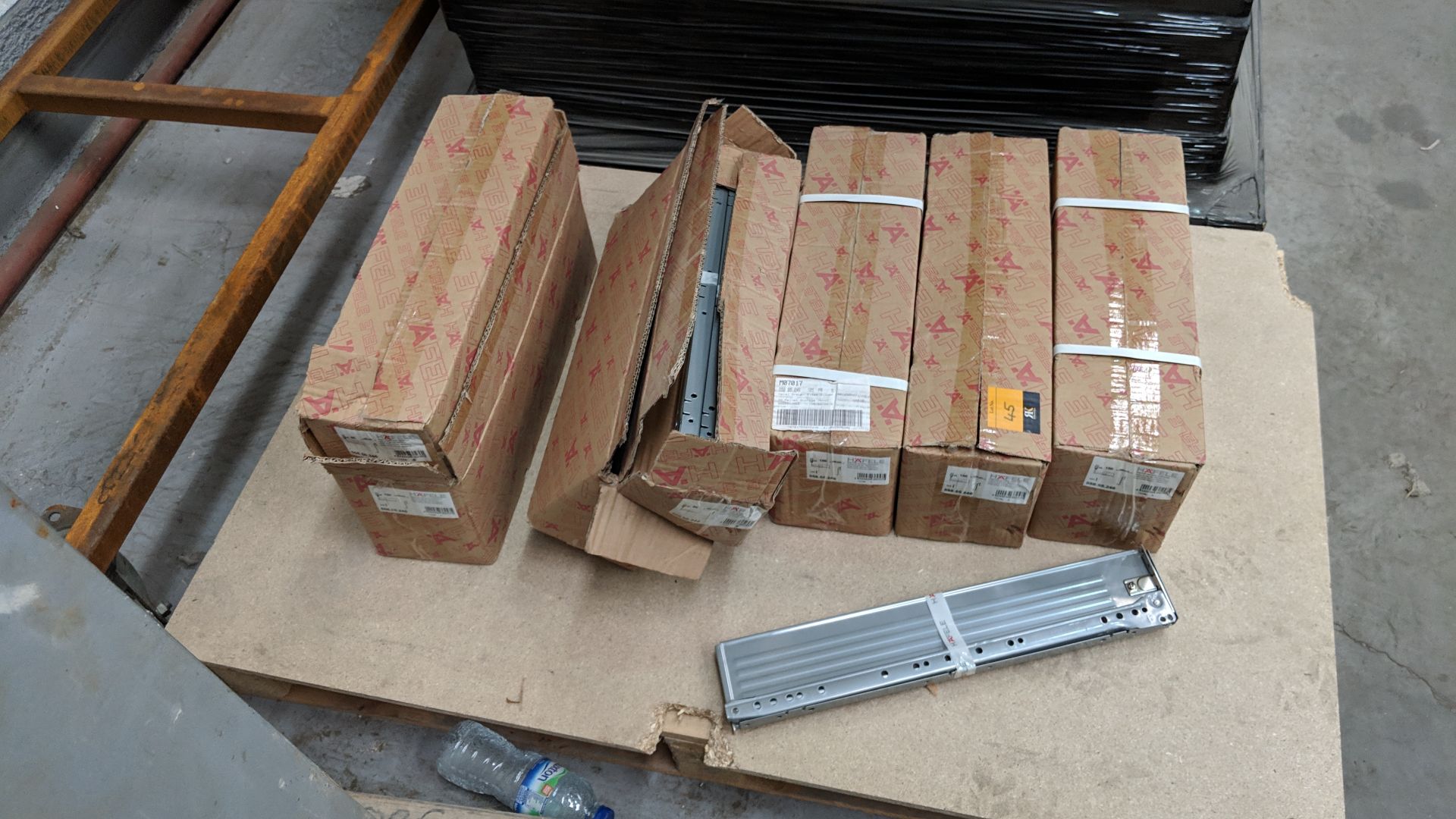 7 boxes of Hafele drawer runners. IMPORTANT: Please remember goods successfully bid upon must be