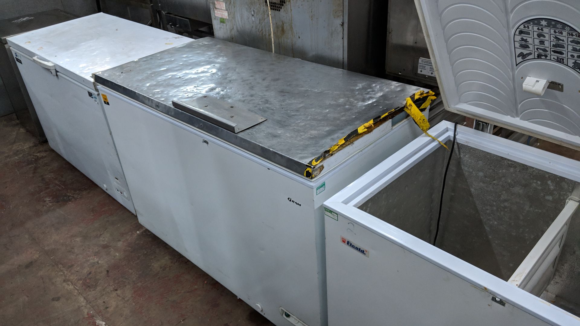 Gram chest freezer with stainless steel lid circa 1300mm wide IMPORTANT: Please remember goods