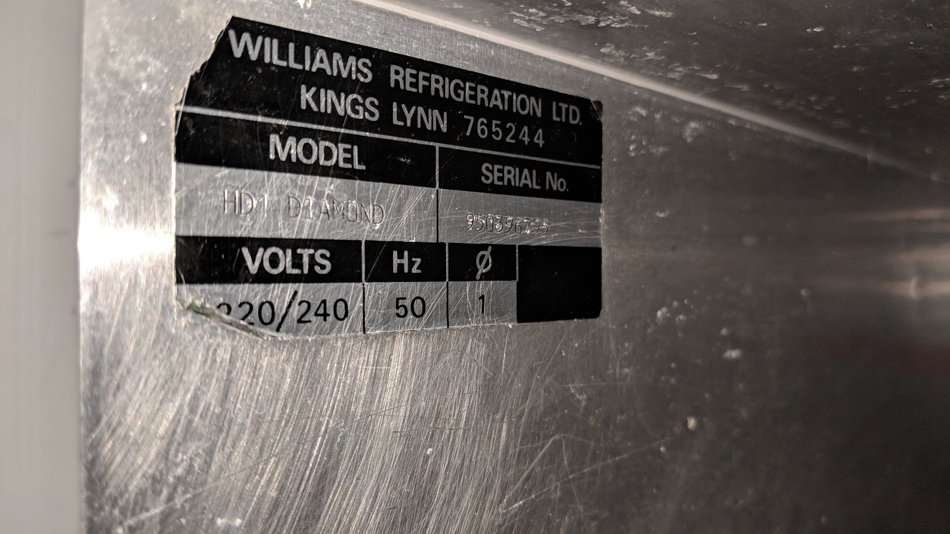 Williams HDI Diamond stainless steel tall fridge IMPORTANT: Please remember goods successfully bid - Image 3 of 3