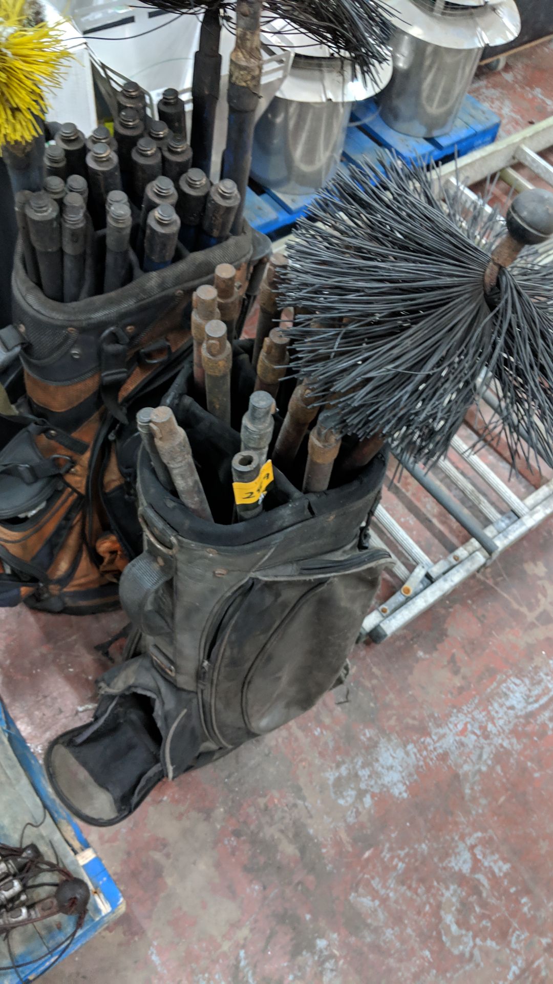 3 sets of chimney sweeping rod & brush, each stored in a golf club case IMPORTANT: Please remember - Image 2 of 5
