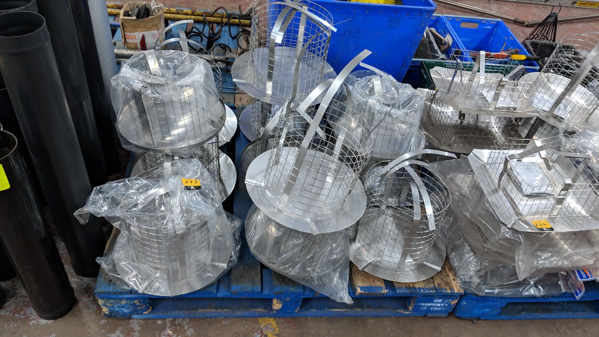 13 off assorted metal flue cowls & similar - this lot consists of the contents of a pallet -