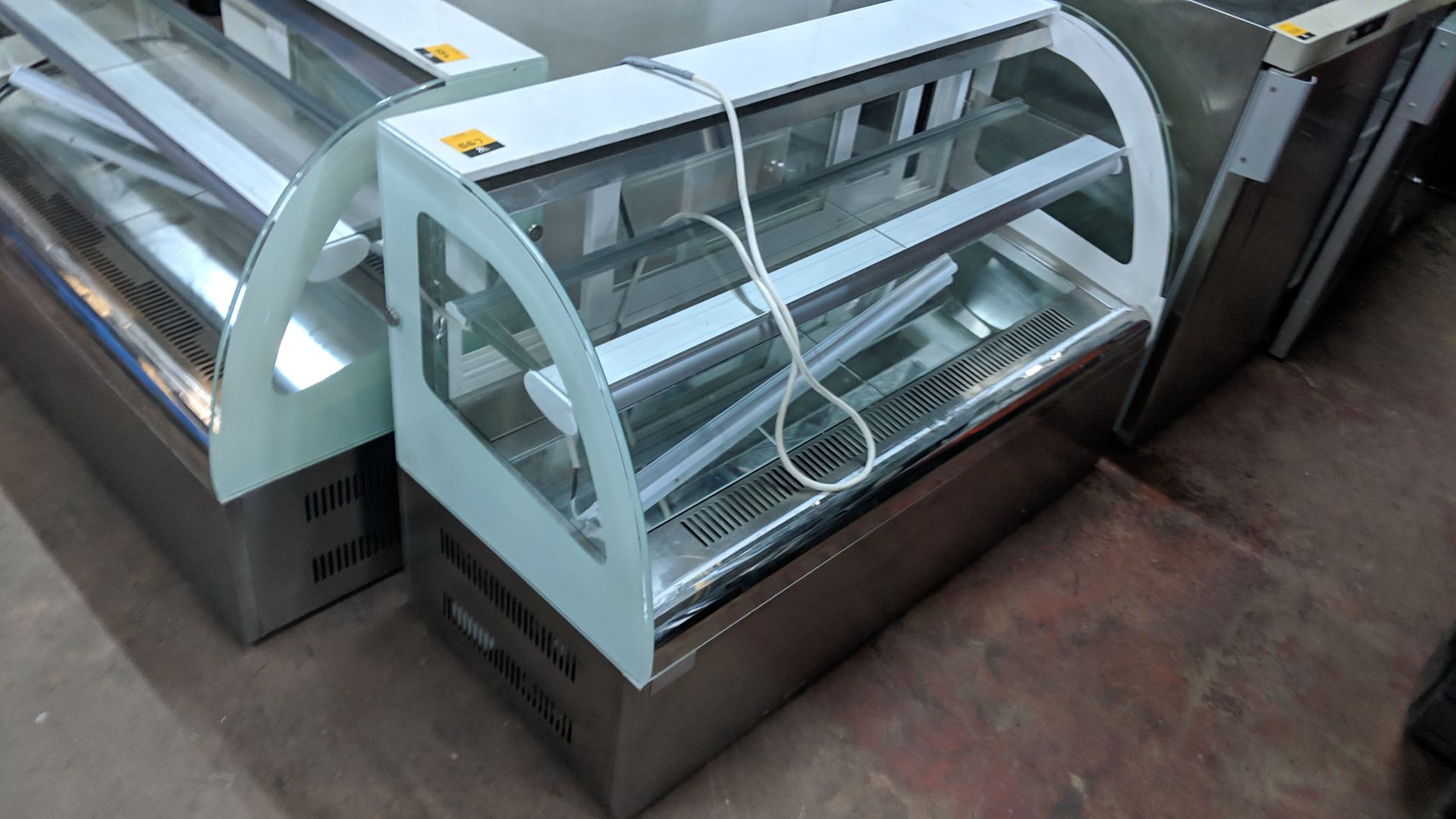 Stainless steel & glass refrigerated display unit circa 1200mm long IMPORTANT: Please remember goods