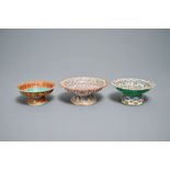 Three Chinese Bencharong-style footed bowls for the Thai market, 19th C.