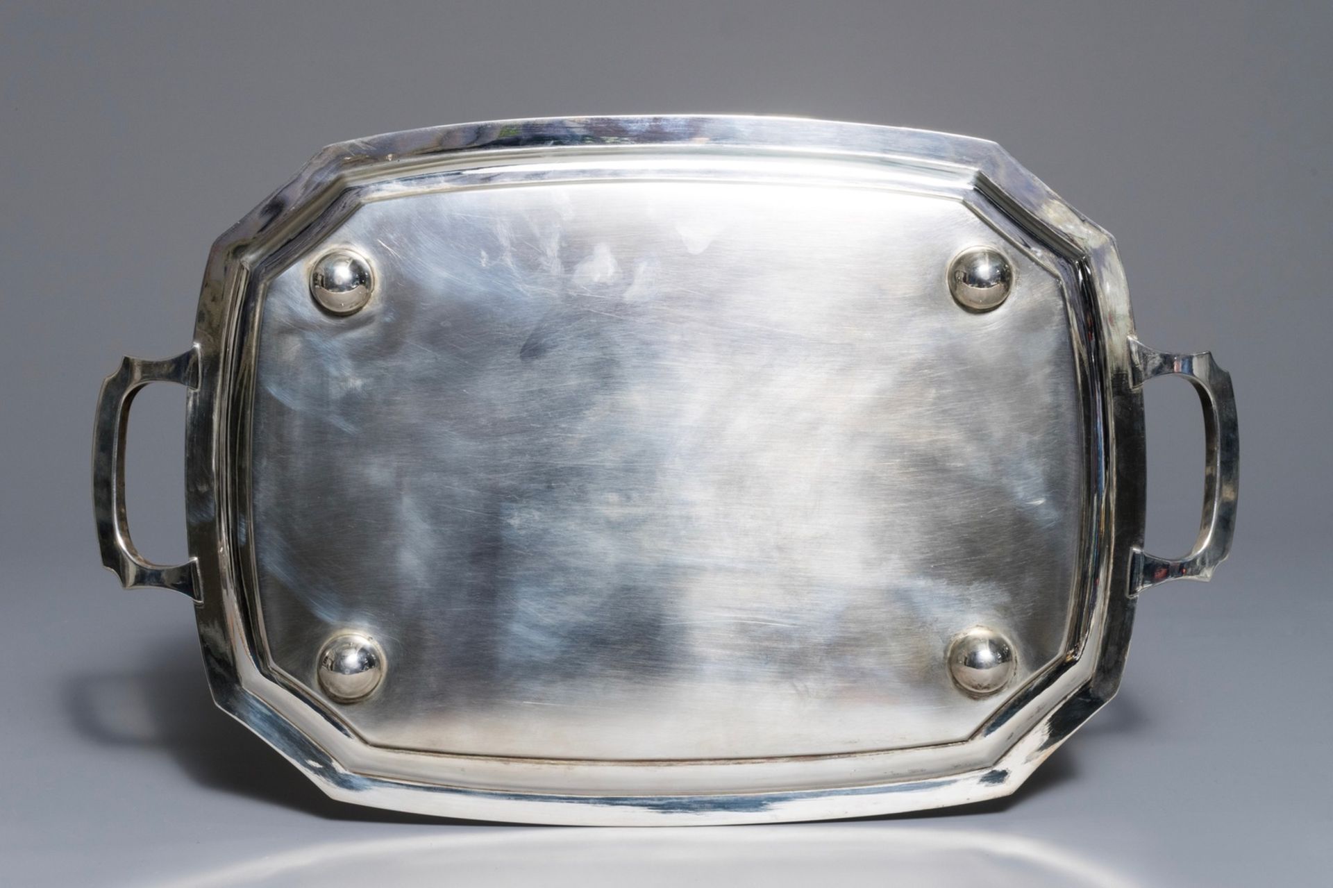 A Chinese silver art deco tea service on tray, Republic, 1st half 20th C. - Image 32 of 32