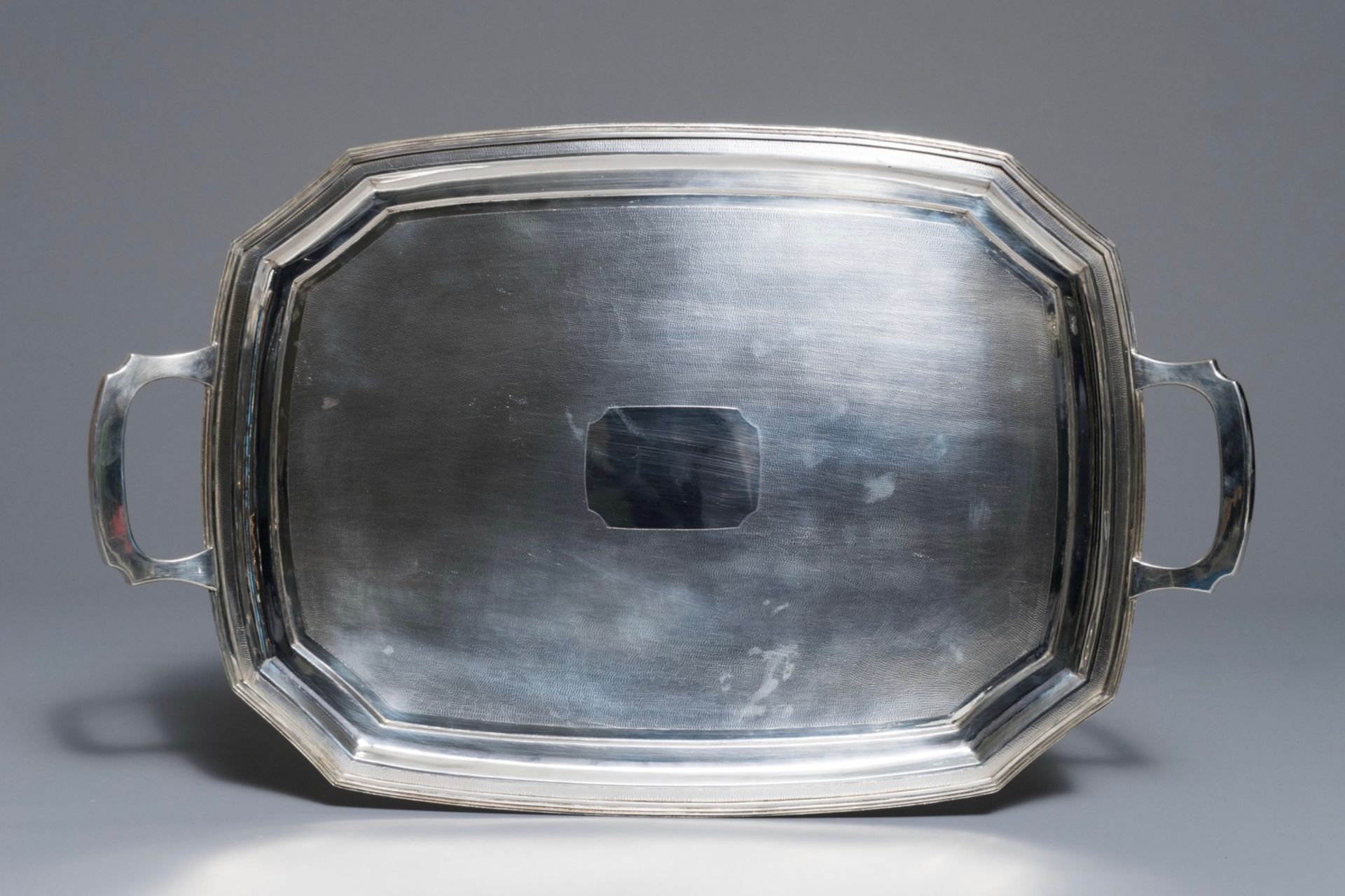 A Chinese silver art deco tea service on tray, Republic, 1st half 20th C. - Image 31 of 32