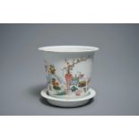 A fine Chinese famille rose planter on stand, Hongxian mark, 20th C.