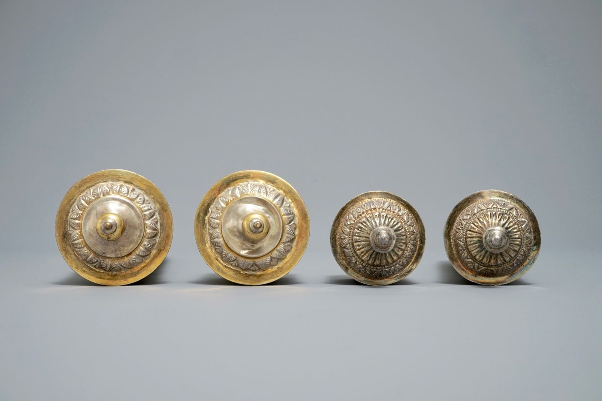 Two tubular parcel-gilt silver incense containers, Tibet or Nepal, 19th C. - Image 5 of 6