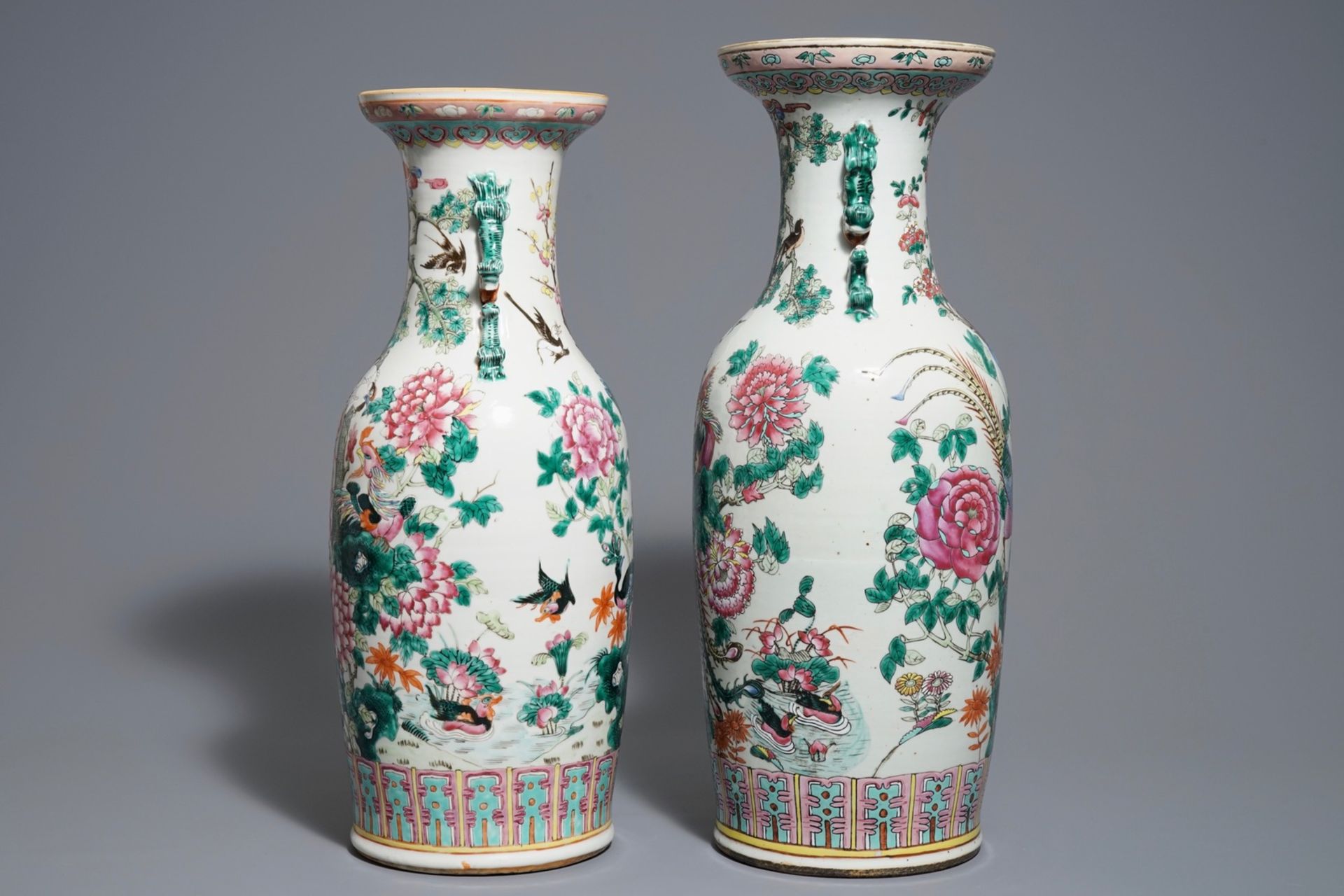 Two Chinese famille rose 'phoenix' vases, 19th C. - Image 4 of 6