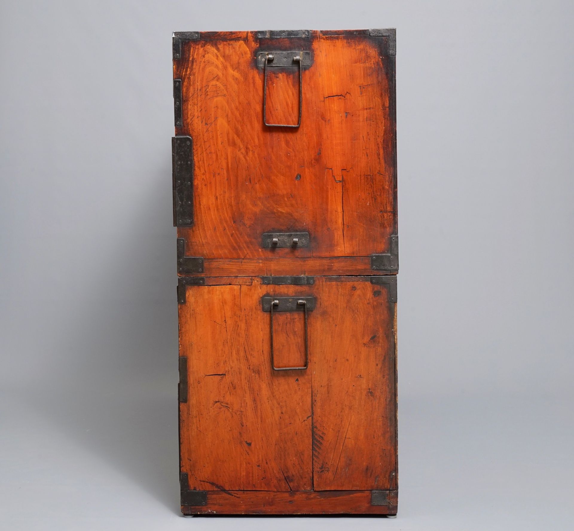 A two-part Japanese tansu cabinet, Meiji, 19th C. - Image 5 of 8