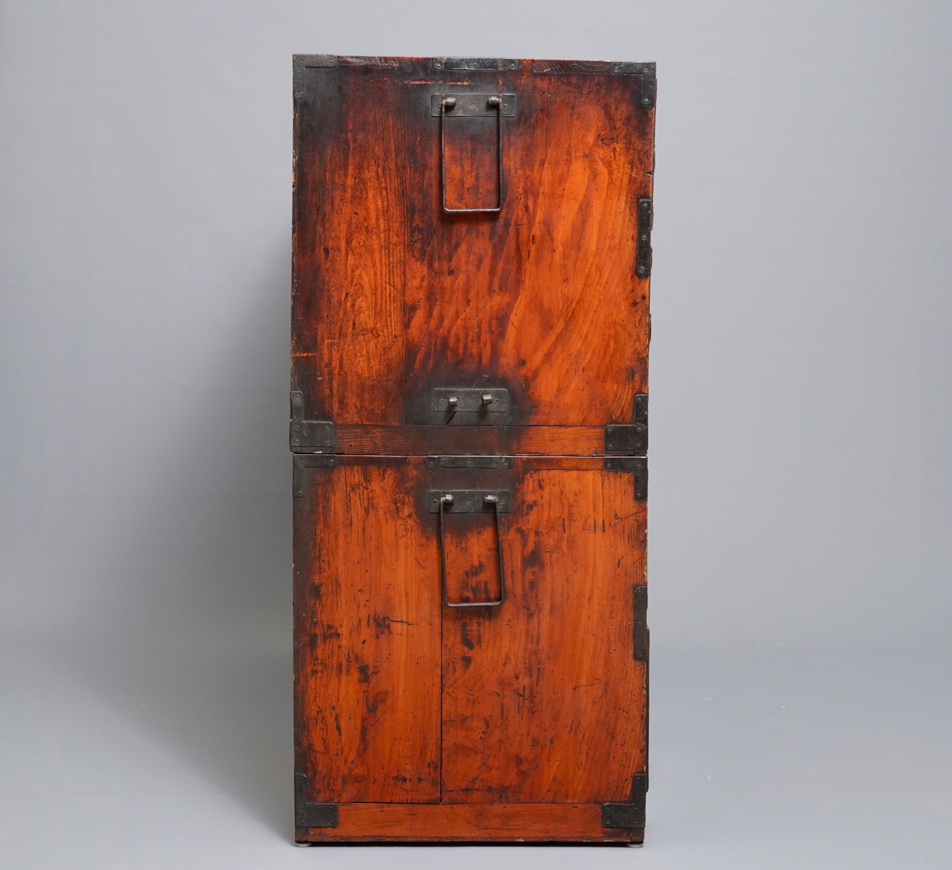 A two-part Japanese tansu cabinet, Meiji, 19th C. - Image 4 of 8