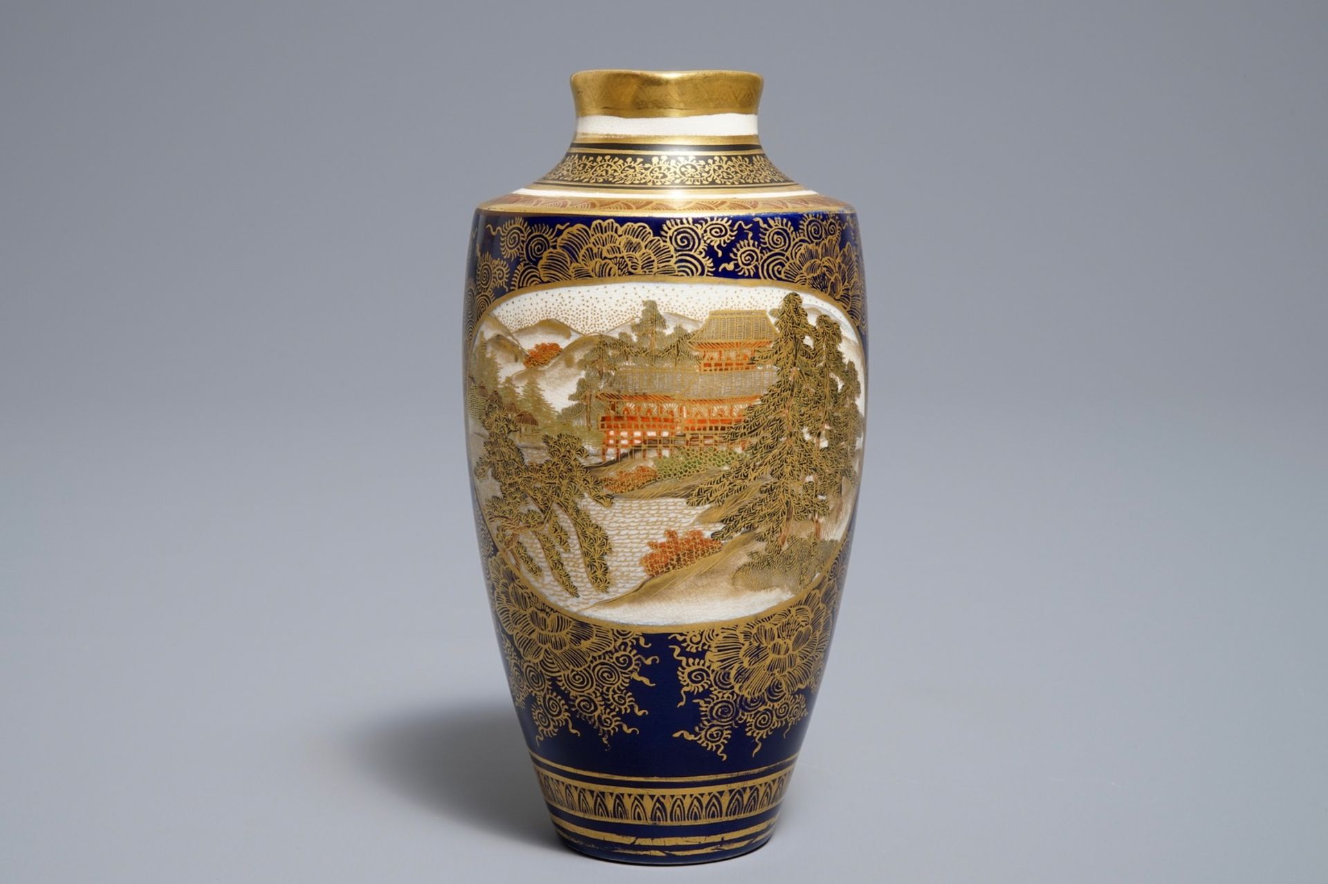 A fine Japanese Satsuma vase, Kinkozan mark, Meiji, 19th C.