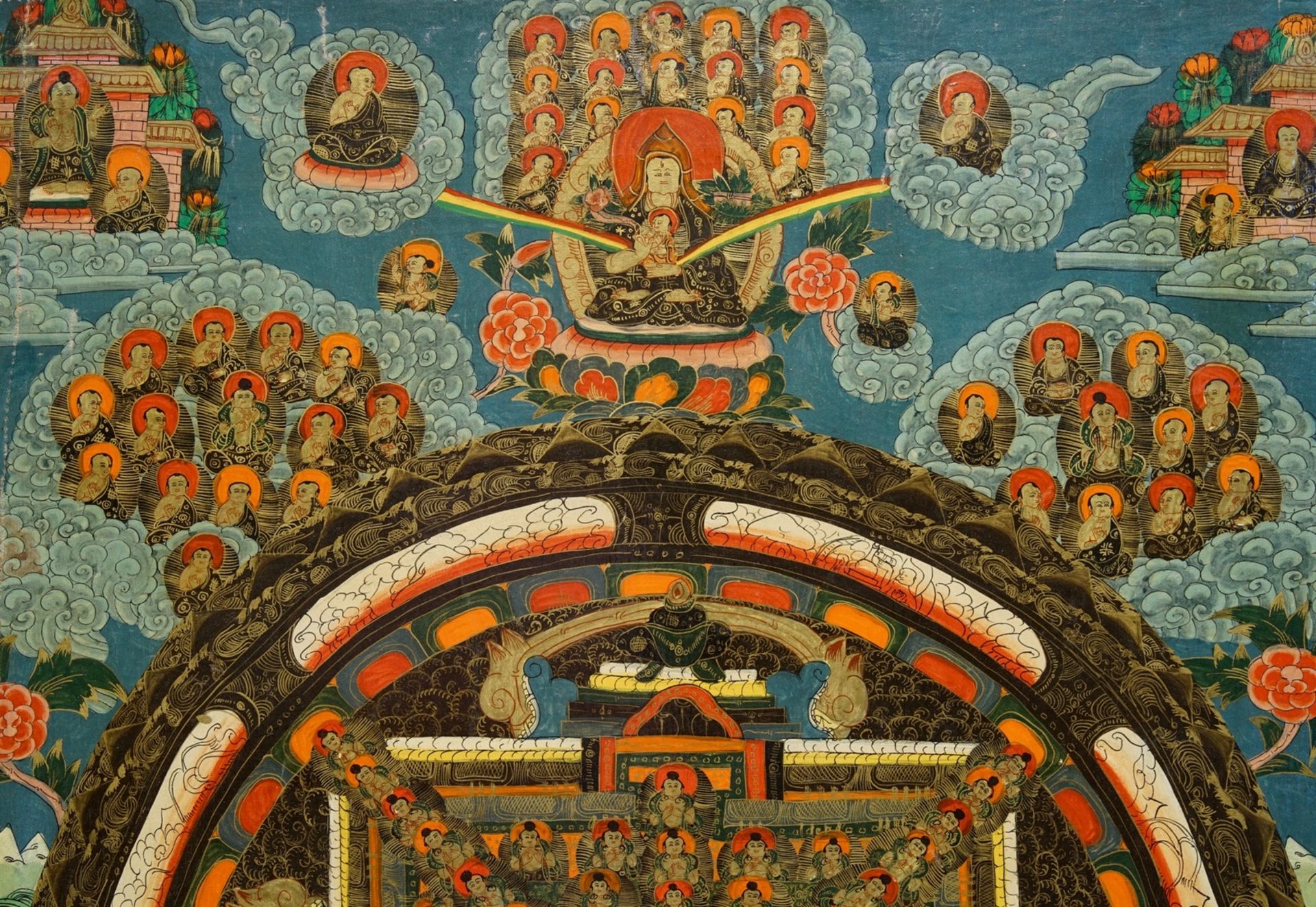 A 'mandala' thangka, Nepal or Tibet, 19/20th C. - Image 3 of 5