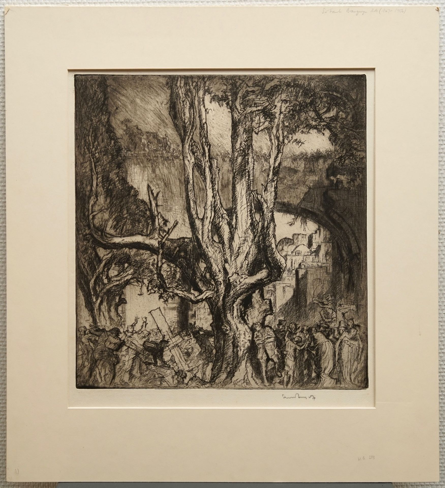 Frank Brangwyn (1867 - 1956): Three etchings, incl. two from 'L'ombre de la croix' - Image 5 of 7
