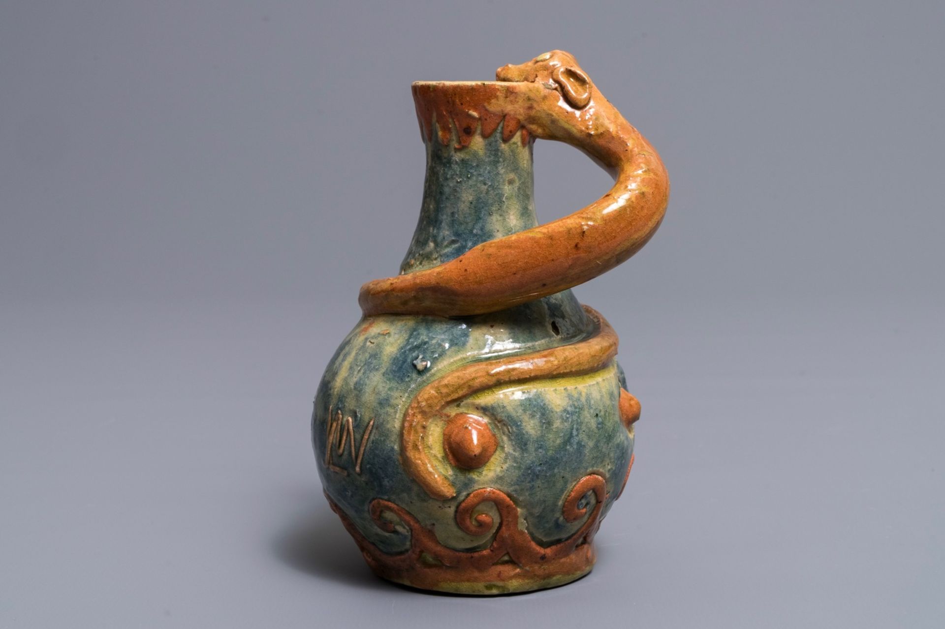 A Flemish pottery Art Nouveau 'dragon' vase, Leo Maes Vereenoghe, Torhout, 1891-1909 - Image 4 of 7