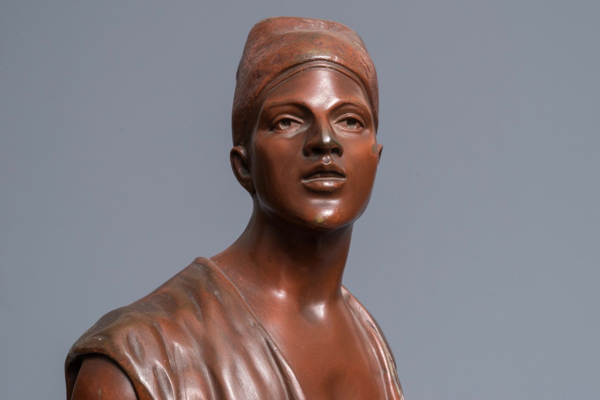 Jean-Didier Debut (1824-1893): Porteur dÕeau arabe, a cold painted bronze figure - Image 9 of 9