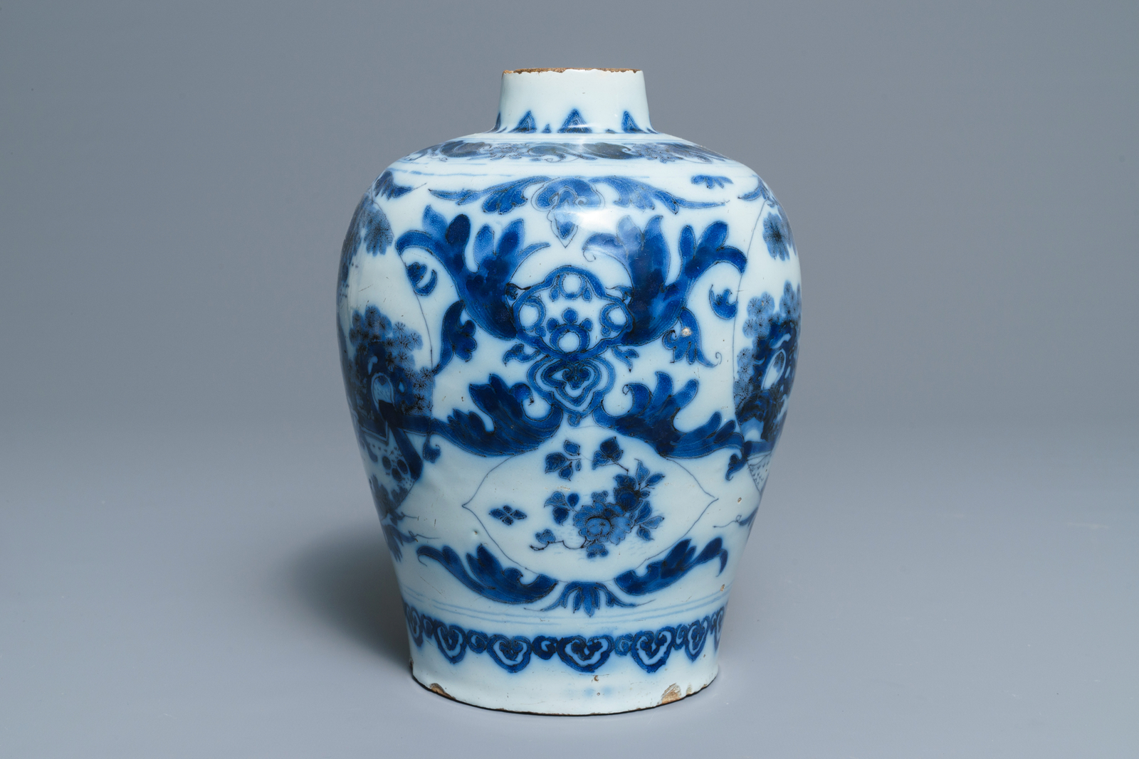 A Dutch Delft blue and white chinoiserie vase, last quarter 17th C. - Image 2 of 6