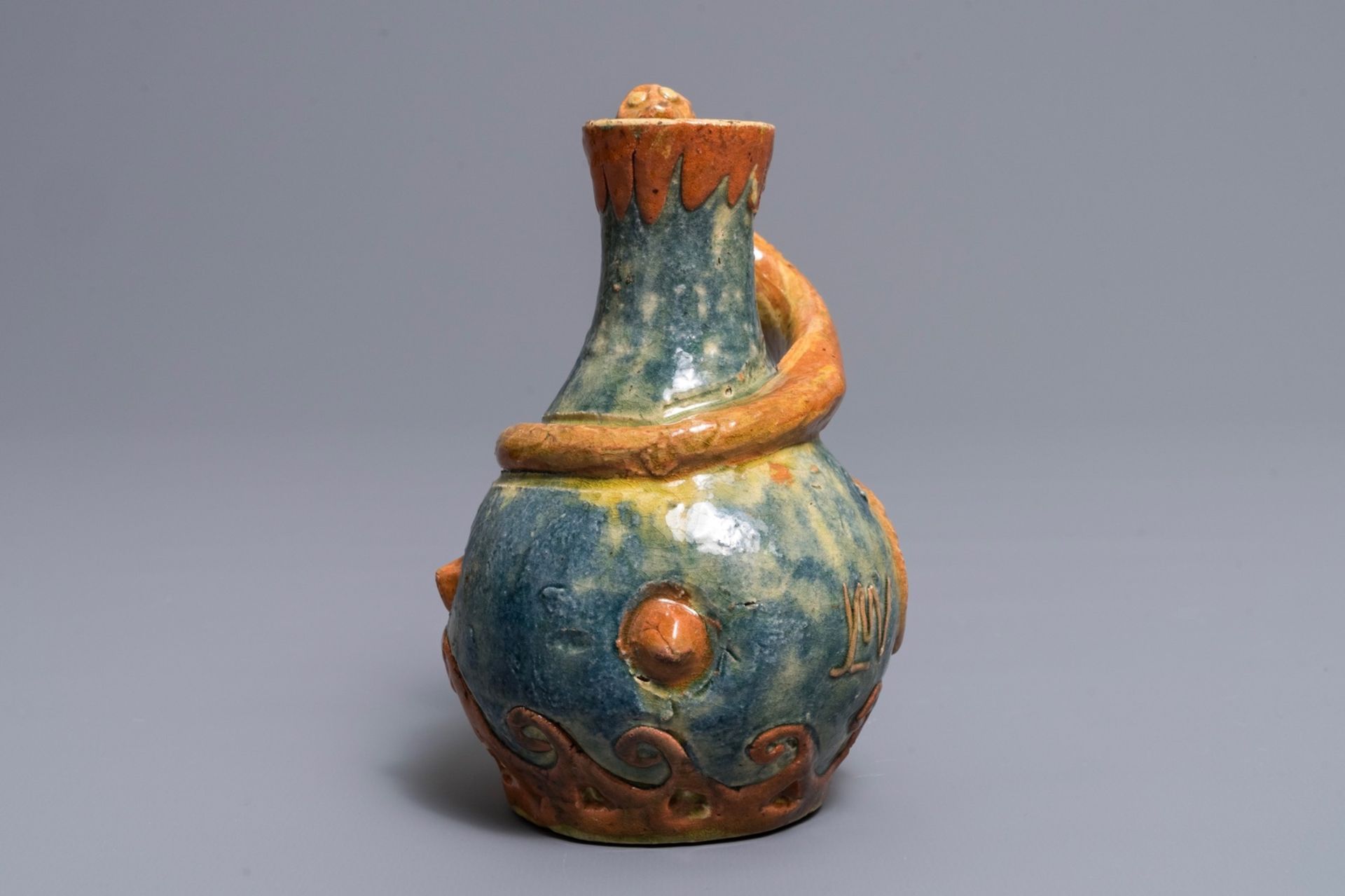 A Flemish pottery Art Nouveau 'dragon' vase, Leo Maes Vereenoghe, Torhout, 1891-1909 - Image 2 of 7