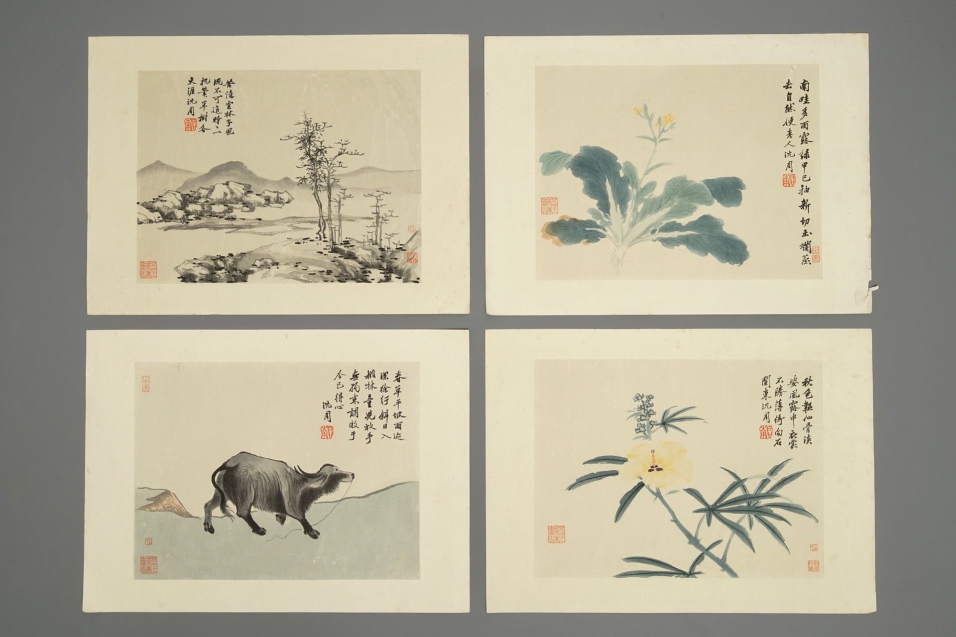 Ten lithographic prints after an album by Shen Zhou (1427-1509), China, 1st half 20th C. - Image 5 of 5