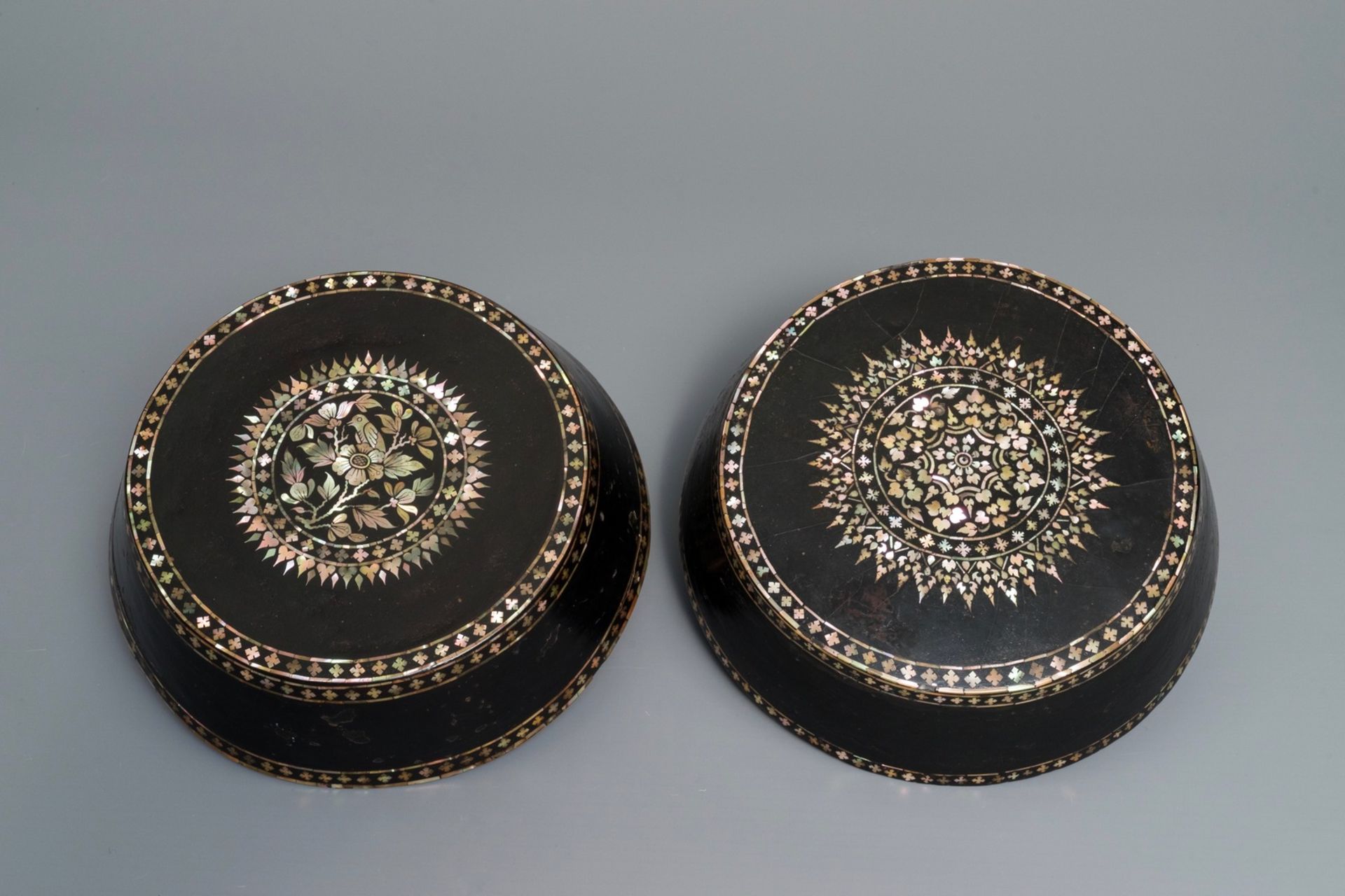 A varied collection of mother-of-pearl and mica-inlaid lacquerware, Southeast Asia, 19/20th C. - Image 10 of 10