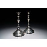 A pair of Belgian silver candlesticks, probably Mons, 2nd half 18th C.